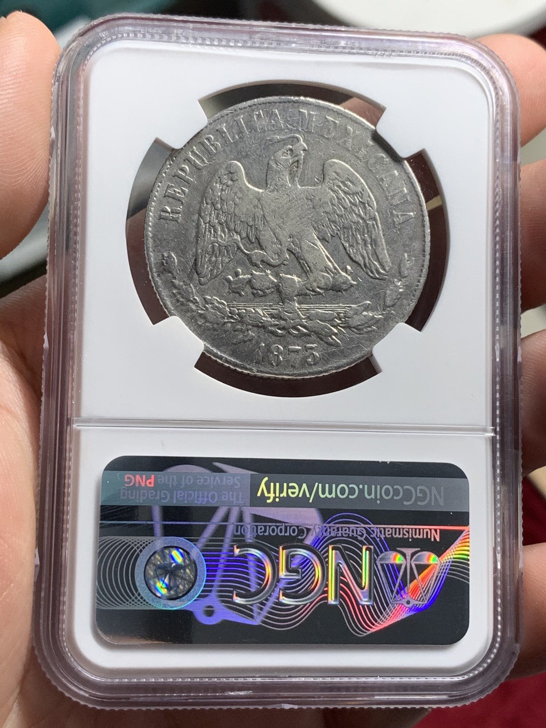 《竞宝斋》第76场-本周日，周一2场连拍（全场不限金额包邮） NGC-VFD 墨西哥 1873年GA厂 天平鹰洋 1比索 银币