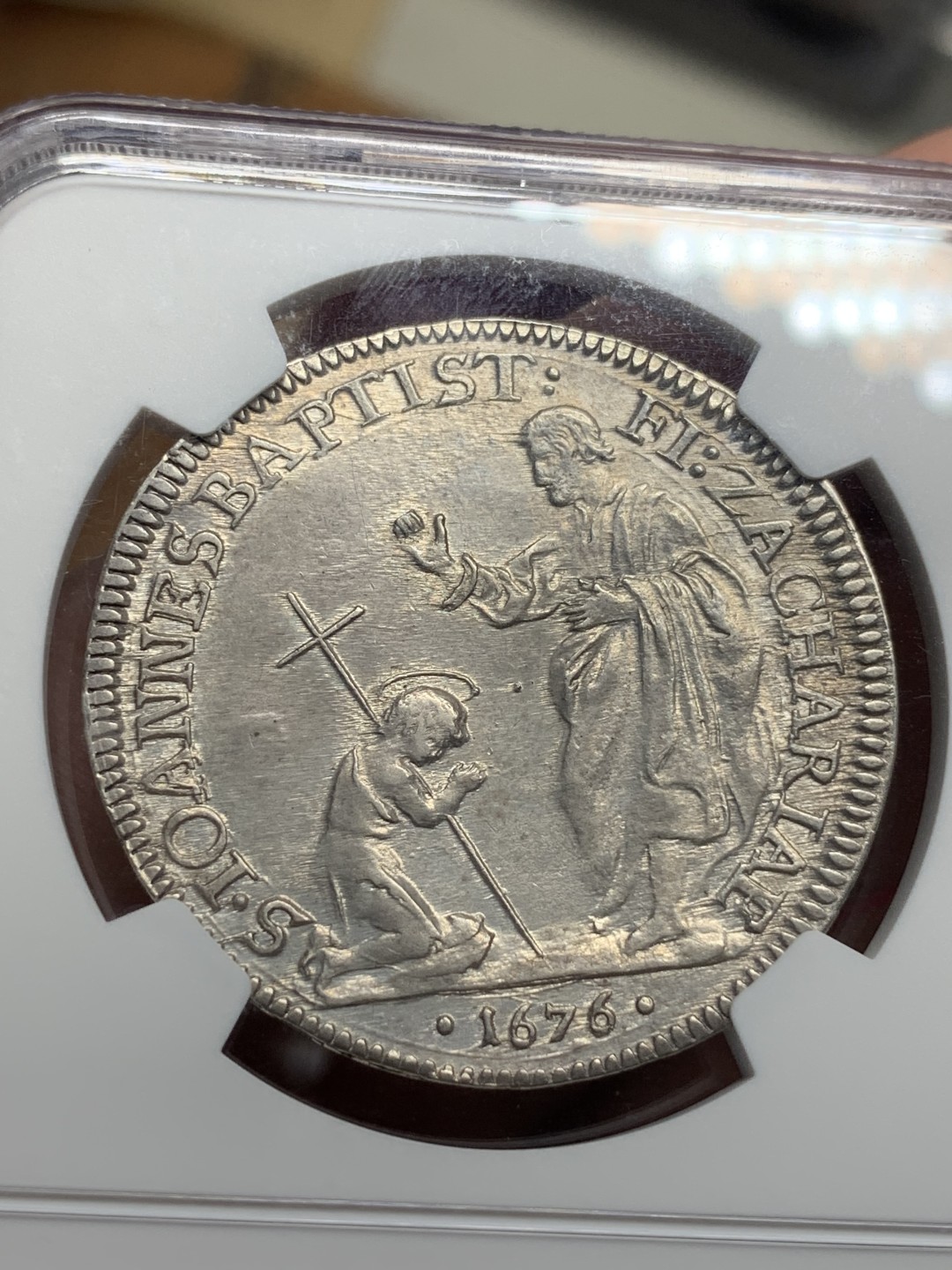 《竞宝斋》第76场-本周日，周一2场连拍（全场不限金额包邮） 唯一冠军 NGC MS63意大利托斯卡纳大公国1676年科西莫三世·德·美第奇1/2piastre。佛罗伦萨铸。单年版，19年一枚略差的裸币 2.7W成交