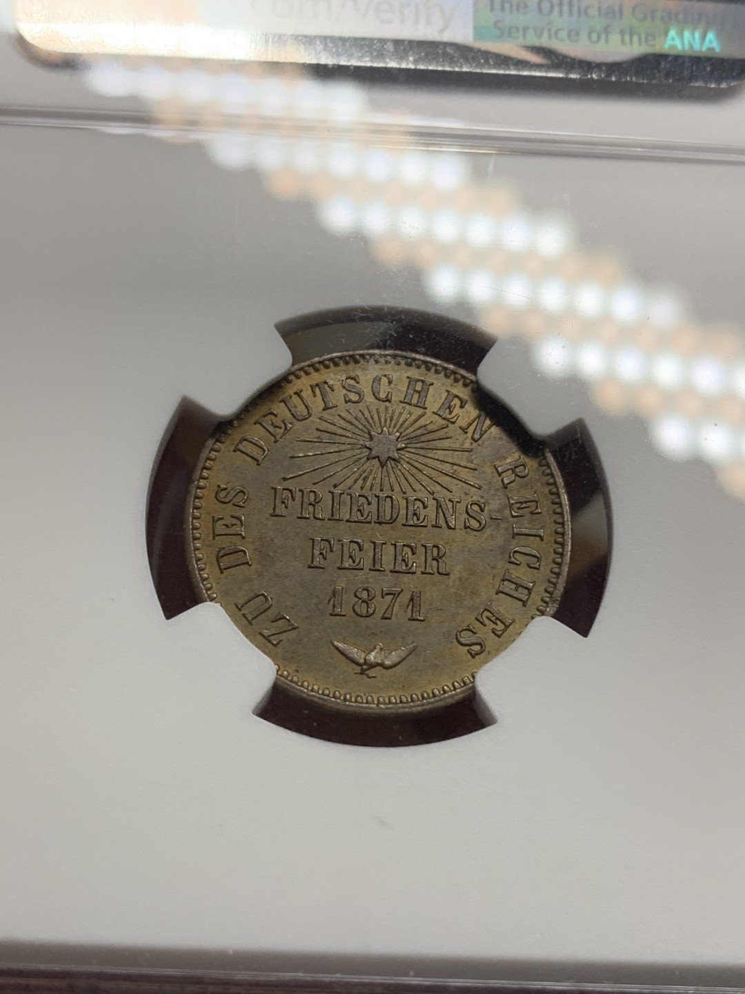 《竞宝斋》第76场-本周日，周一2场连拍（全场不限金额包邮） NGC-MS61BN  德国巴登1871年普法胜利双狮1K ，品很好明显低评很多