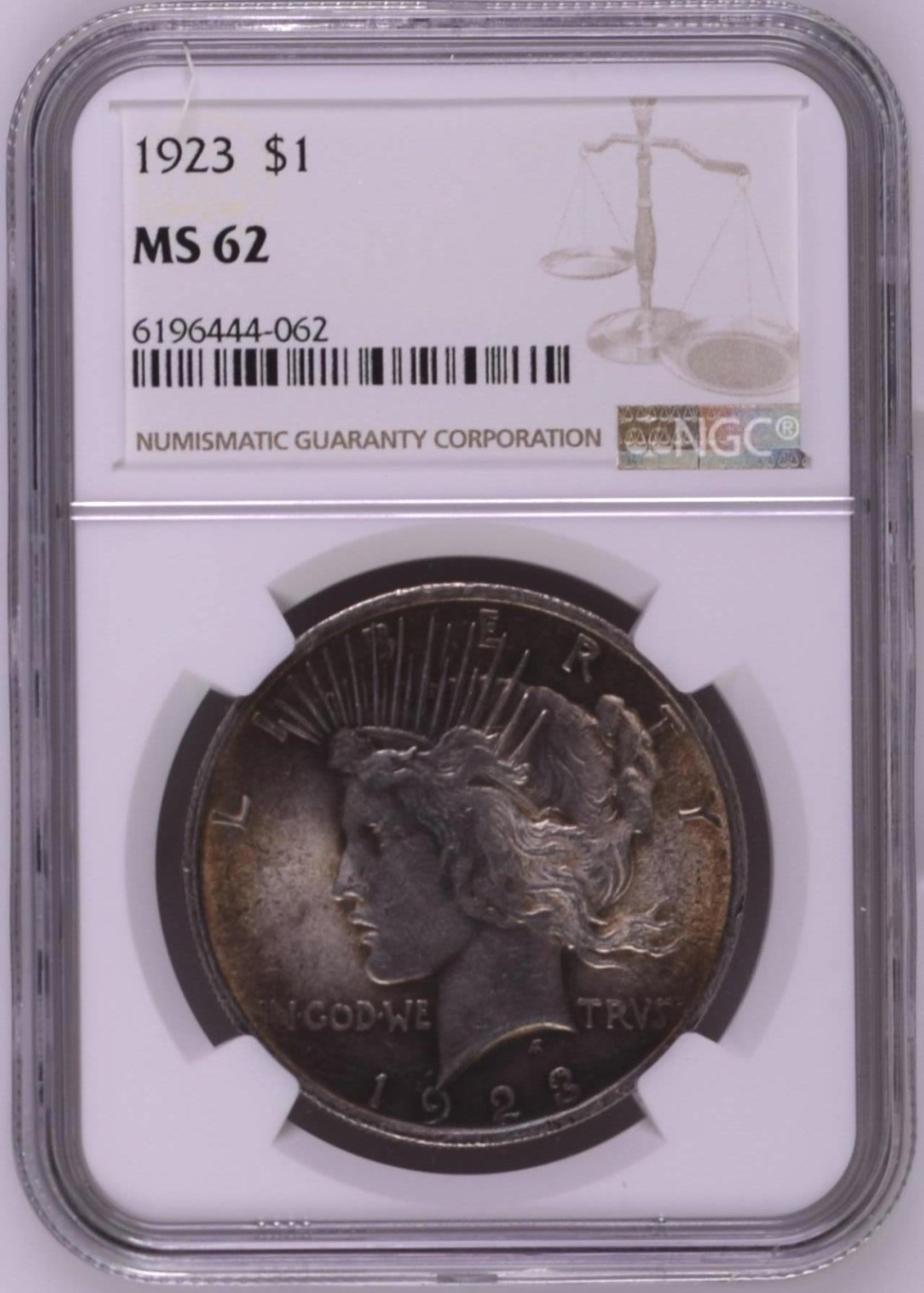 【麦克币章收藏】拍卖第二期 美国1923年和平鸽大银币，超强粉色彩浆，