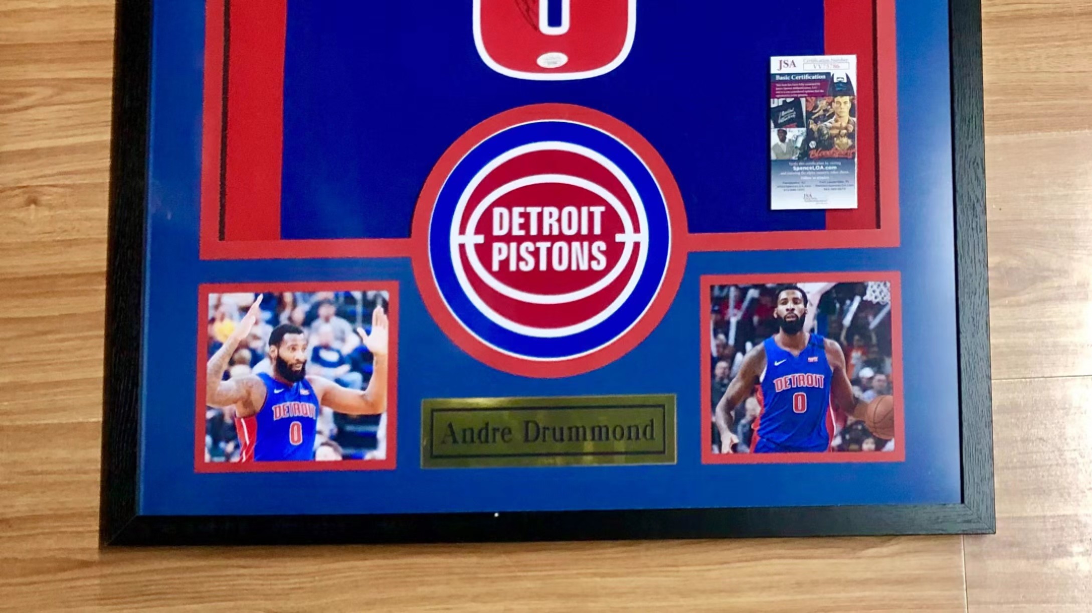零元拍：高端版！4届NBA篮板王安德烈德拉蒙德 签字球衣已做精美裱框 NIKE DRY正品球衣！JSA公司亲笔签名鉴定认证标+证书 