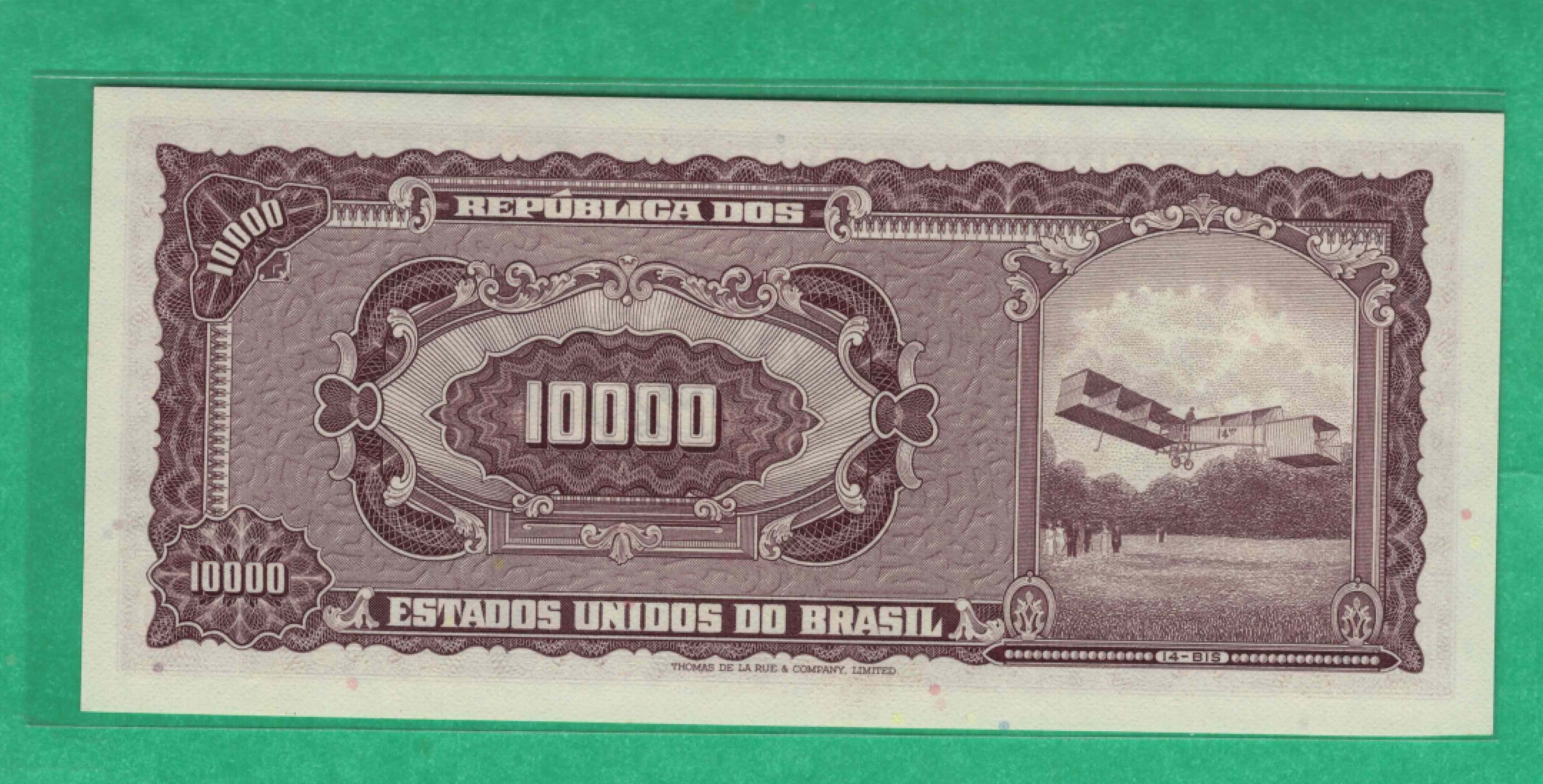 巴西1967年10000克改10C P-190b 签名17 双尾77 无4 实物图 UNC  