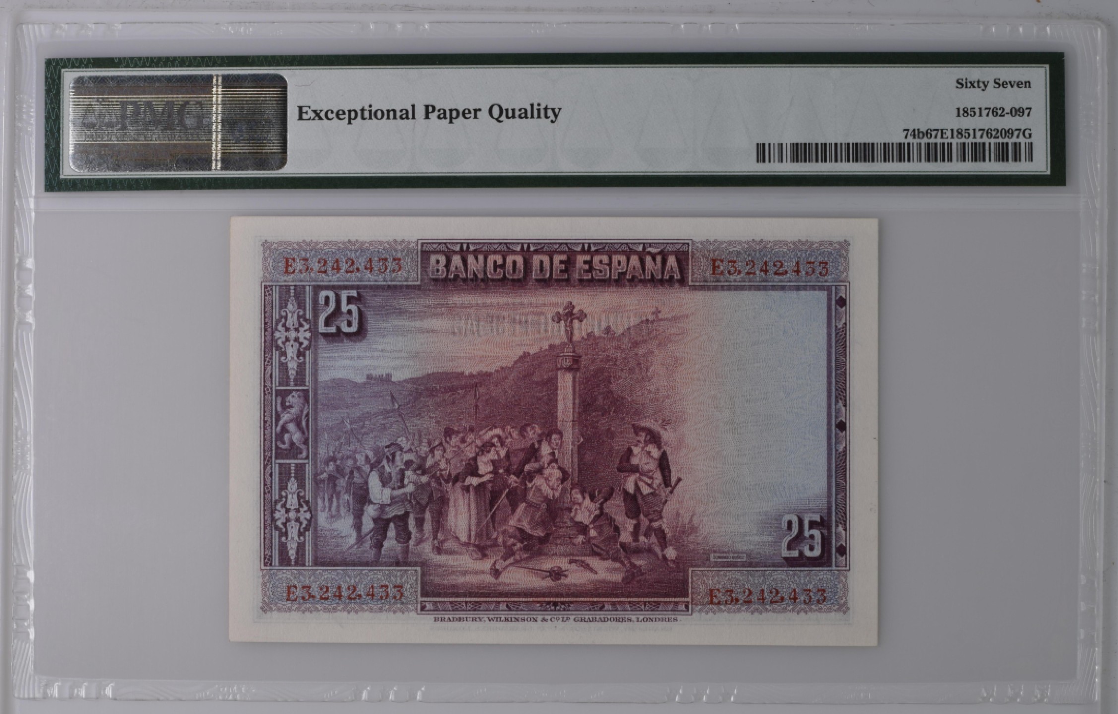 收藏联盟Quantum Auction 第177期拍卖 西班牙1928年25比塞塔 PMG67 