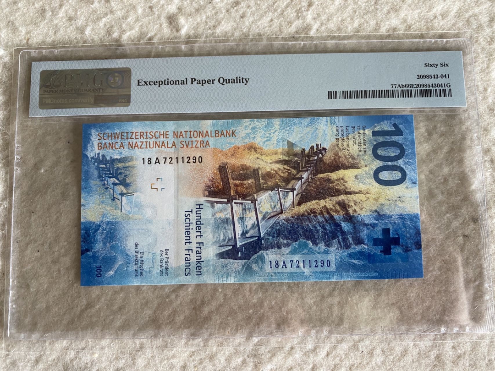 收藏联盟Quantum Auction 第176期拍卖 2018年瑞士100法郎A冠 PMG66E