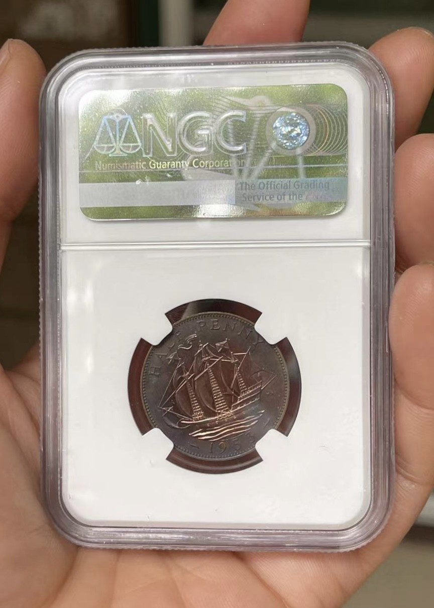 【麦克币章收藏】拍卖第二期 英国伊丽莎白二1953年登基精制半便士，绝美彩光