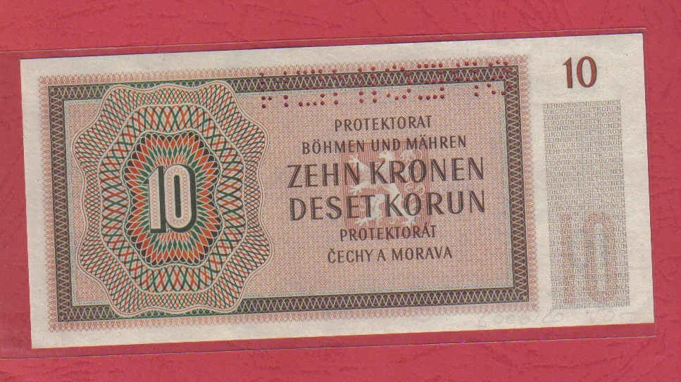 波希米亚摩拉维亚1944年50克朗 SPECIMEN样票 克劳斯P-10s 波西米亚 实物图 UNC