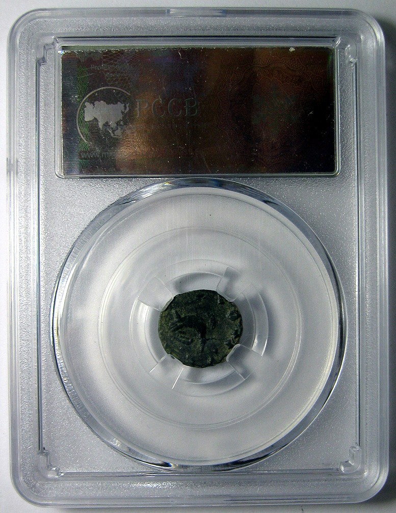 古罗马铜币,克劳狄二世动物币,鹰,AE3铜币,AD268-270,约14mm,1.5g,自打标签盒子R0580ix