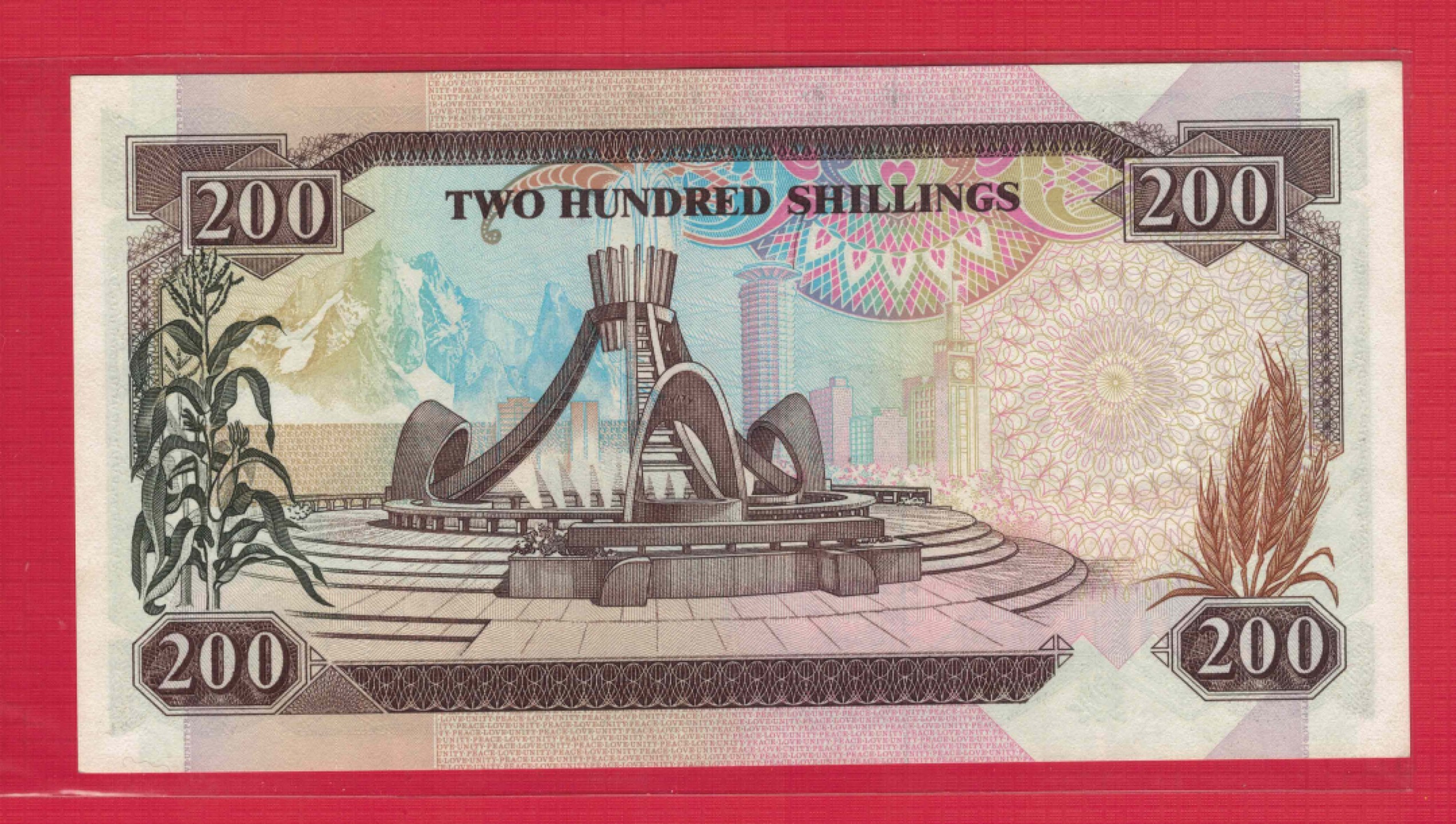 肯尼亚1992年200先令 克劳斯目录P-29c 实物如图 UNC  