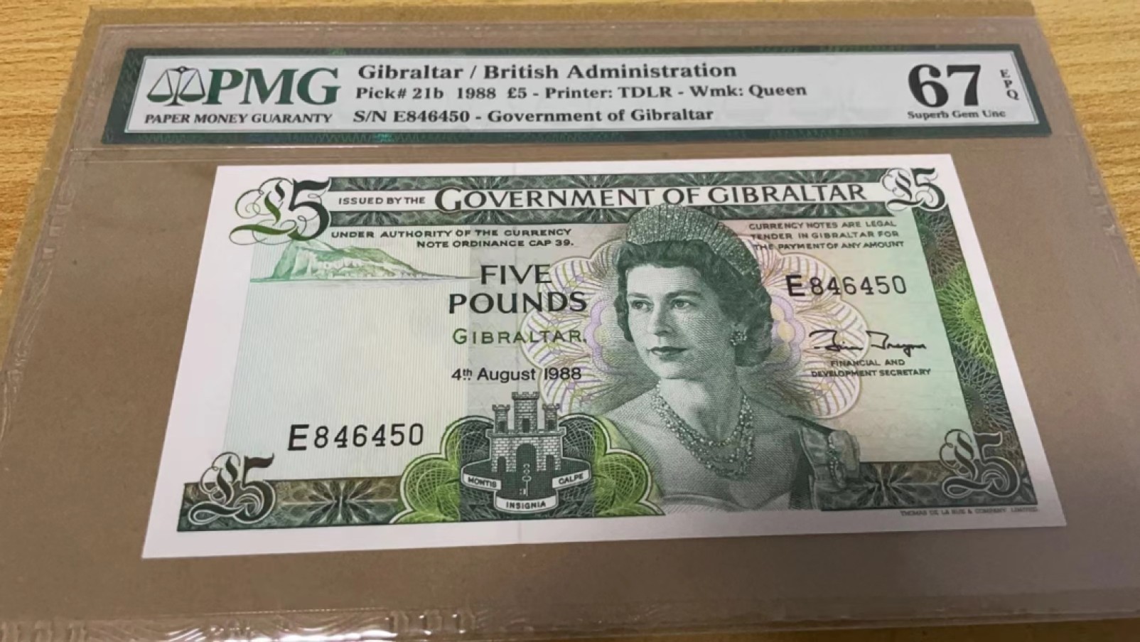 【Blue Auction】✨世界纸币精拍第206期【精】 直布罗陀 1988年5镑 高冠女王 PMG67EPQ 