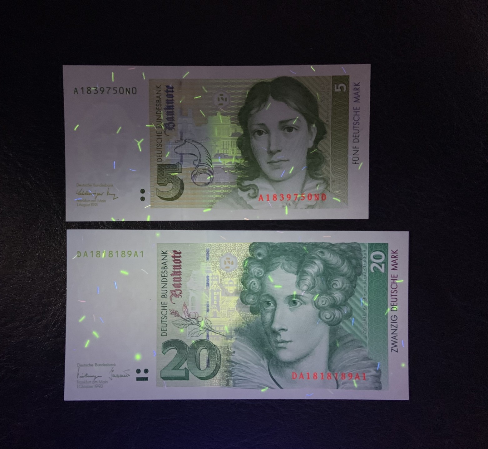 收藏联盟Quantum Auction 第179期拍卖 德国1991-1993年5和20马克 全新UNC 