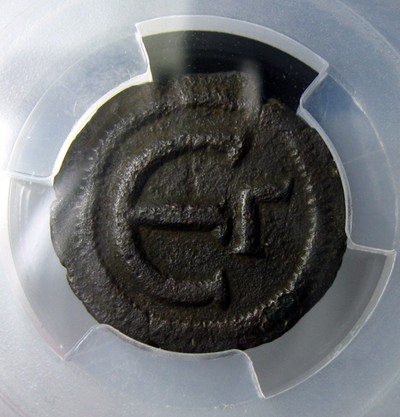 拜占庭铜币,查士丁尼,5努姆斯,AD527-565,约19.1mm,2.8g,中乾评级XF45,R0128ix - 拜占庭铜币,查士丁尼,5努姆斯,AD527-565,约19.1mm,2.8g,中乾评级XF45,R0128ix