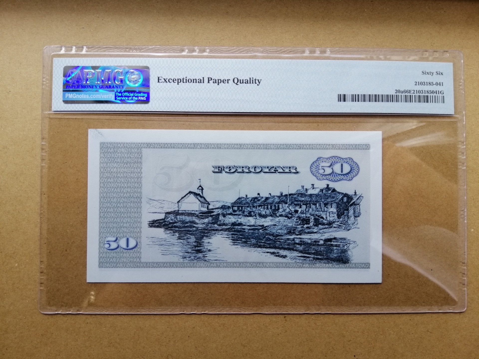 【Blue Auction】✨世界纸币精拍第206期【精】 【AA 0180108靓号】法罗群岛 1978年50克朗 PMG66EPQ  p20a