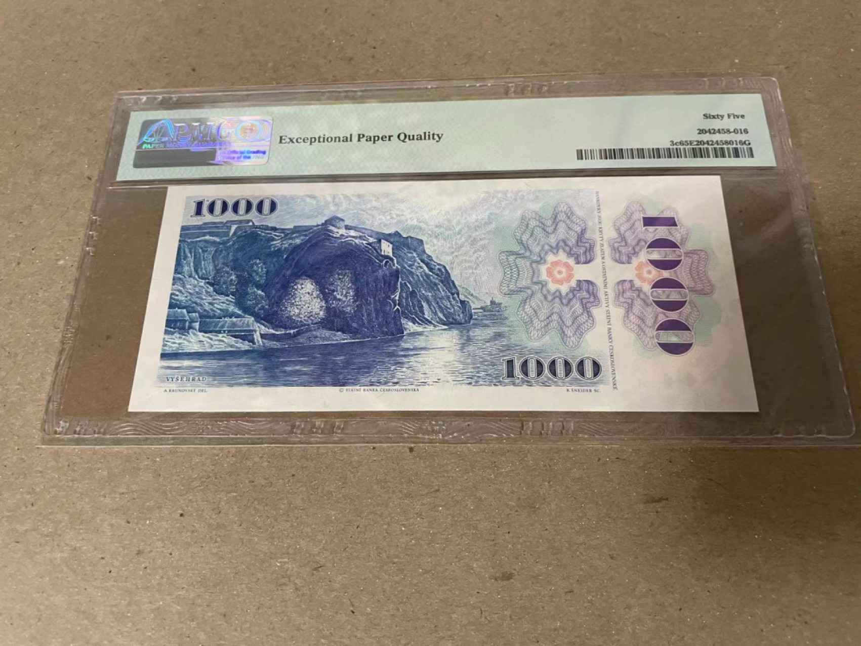 【Blue Auction】✨世界纸币精拍第206期【精】 【p3c】捷克 1985年1000克朗 PMG65EPQ