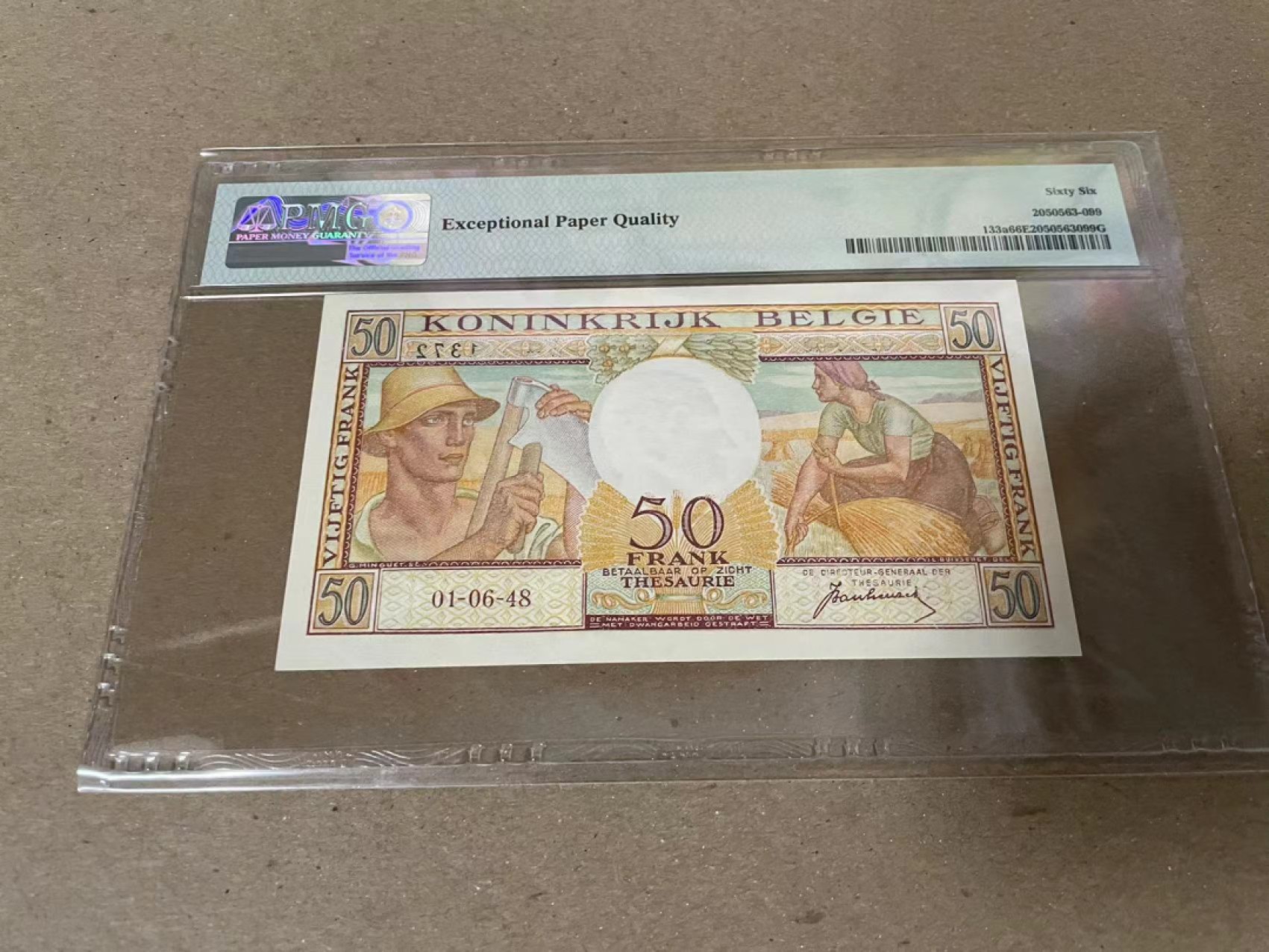 【Blue Auction】✨世界纸币精拍第206期【精】 比利时 1948年50法郎 PMG66EPQ 法属风