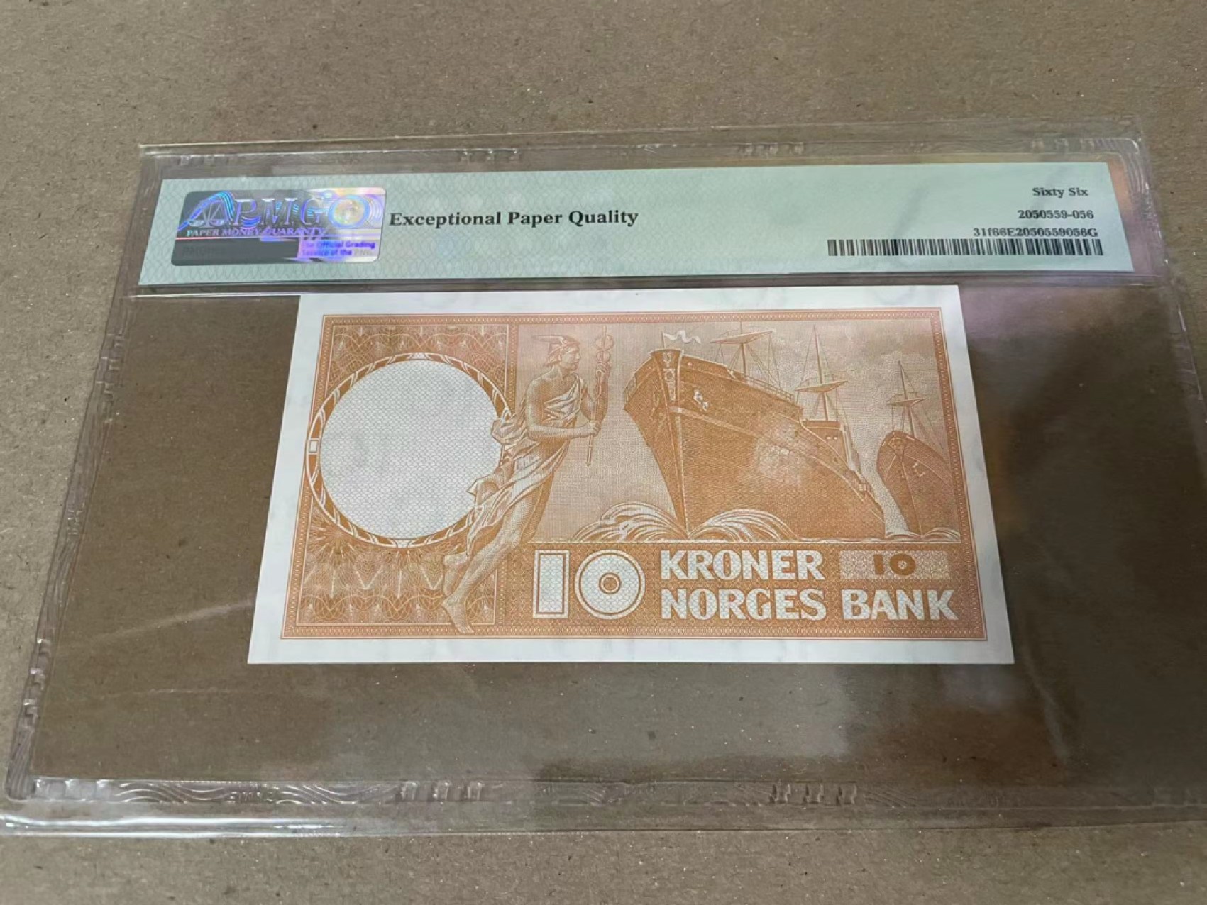 【Blue Auction】✨世界纸币精拍第206期【精】 【无47】挪威 1971-73年10克朗 PMG66EPQ 