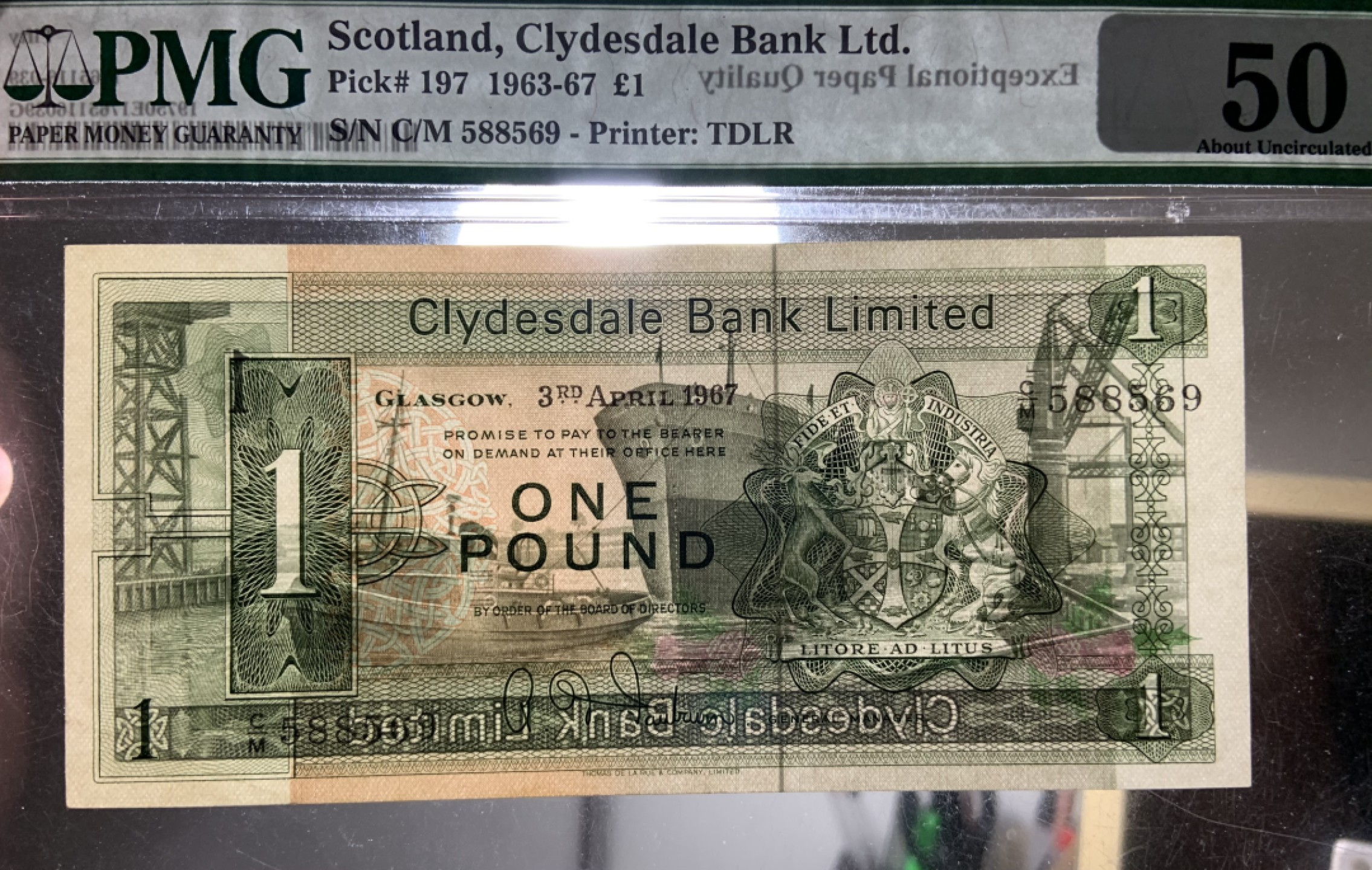 收藏联盟Quantum Auction 第179期拍卖 苏格兰 1967年1镑 PMG50e 大船