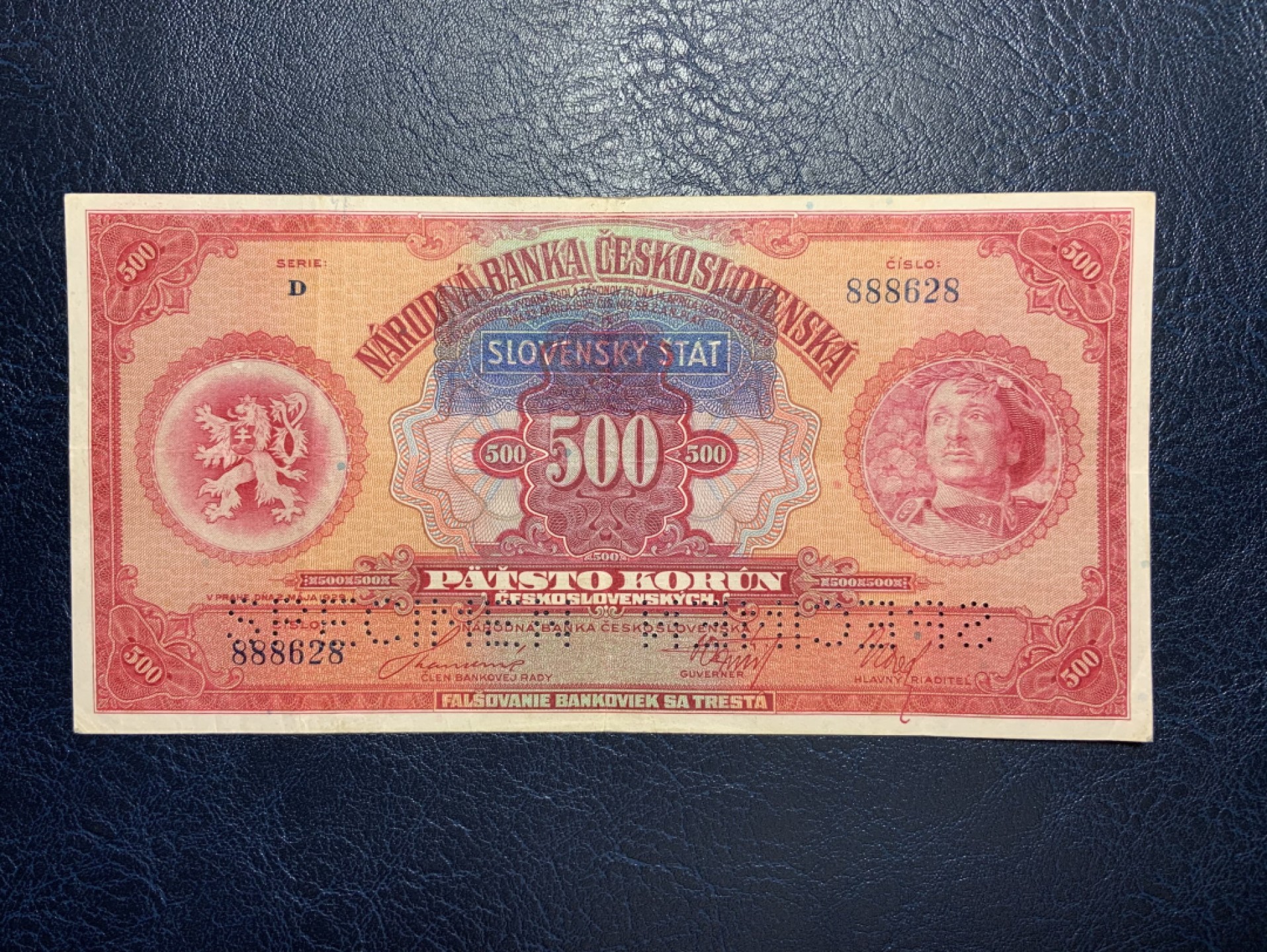 收藏联盟Quantum Auction 第179期拍卖 捷克斯洛伐克500克朗样票 流通品相 细节如图 加盖捷克字样