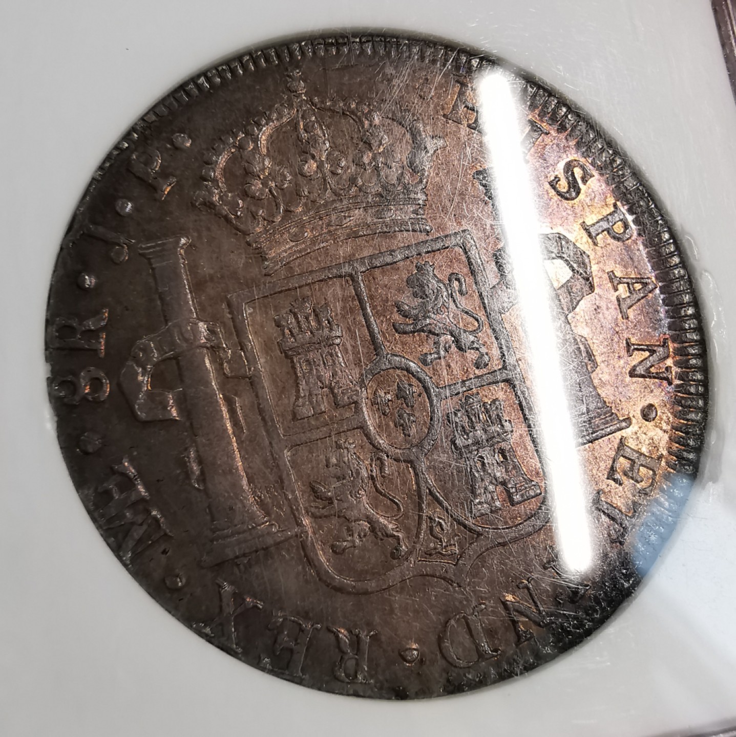 凡希社世界钱币微拍第二百零九期 荐！1807秘鲁卡四双柱NGC-MS62色调迷人！