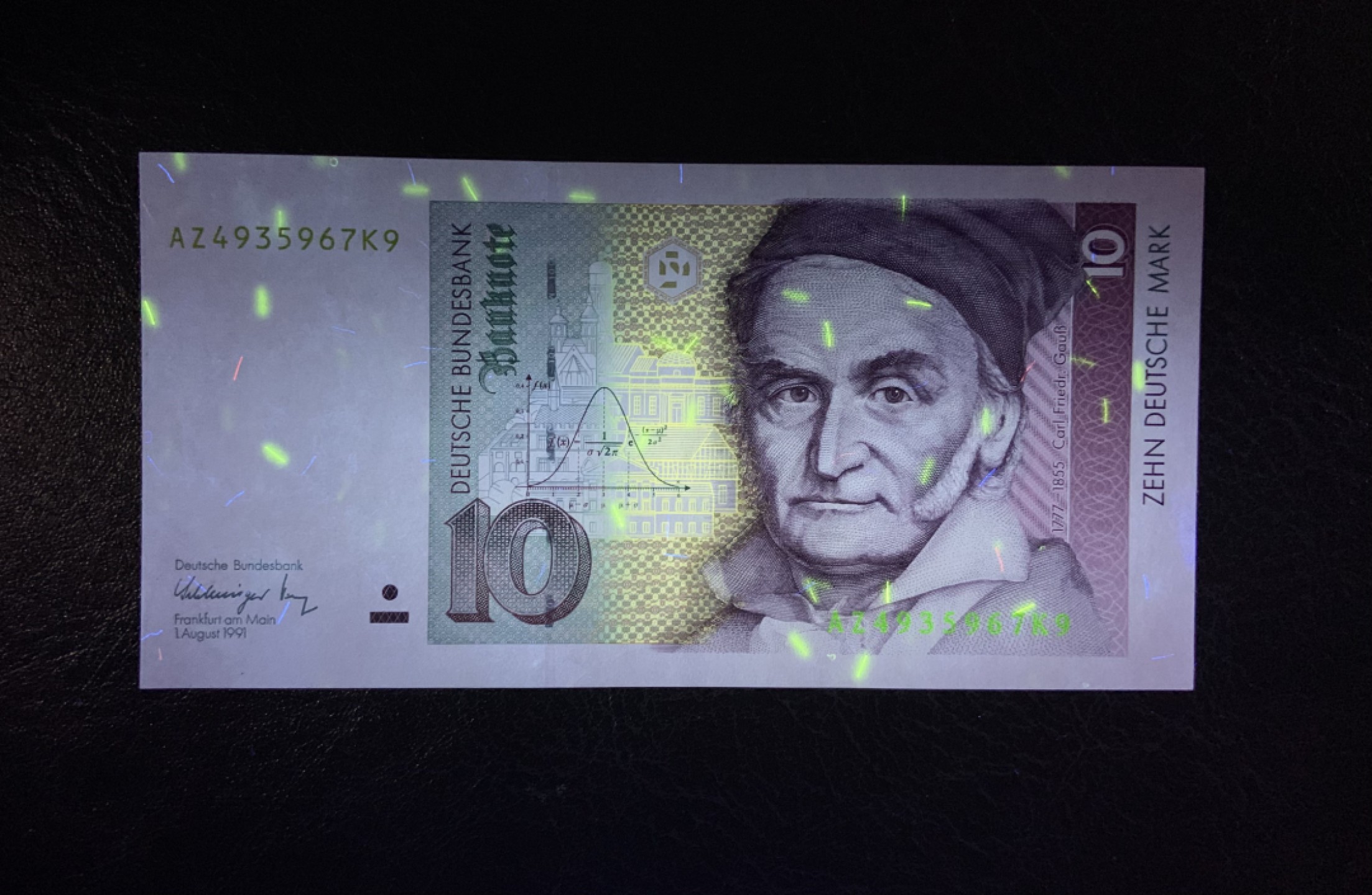 收藏联盟Quantum Auction 第179期拍卖 德国1991年10马克 AU品相 细节如图 数学家高斯