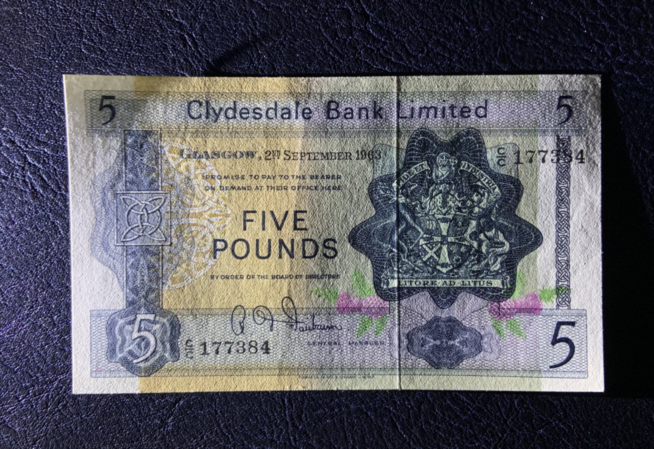 收藏联盟Quantum Auction 第179期拍卖 苏格兰1963年5镑 品相AU 细节如图