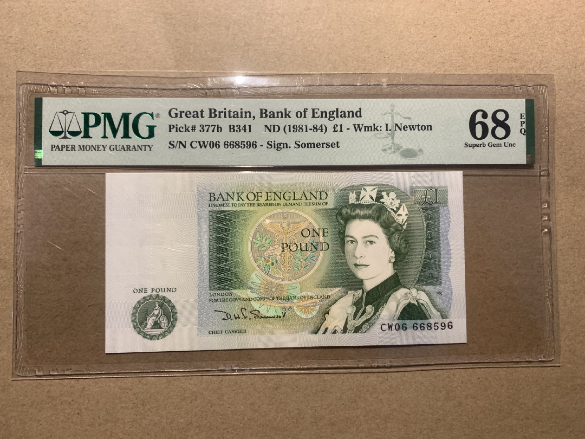 【Blue Auction】✨世界纸币精拍第206期【精】 【冠军分无47】英国 1981-84年1镑 PMG68EPQ 超高分