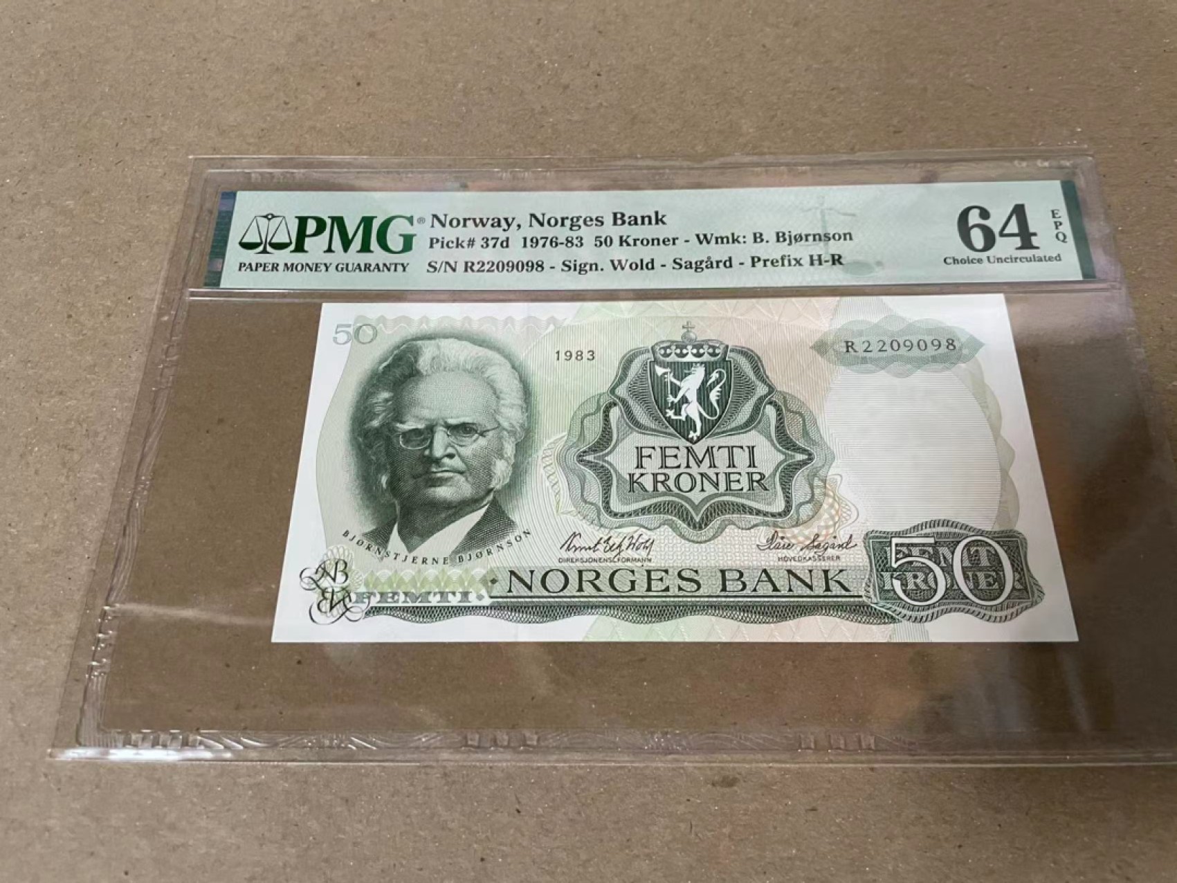 【Blue Auction】✨世界纸币精拍第206期【精】 【无47】挪威 1976-83年50克朗 PMG64EPQ 