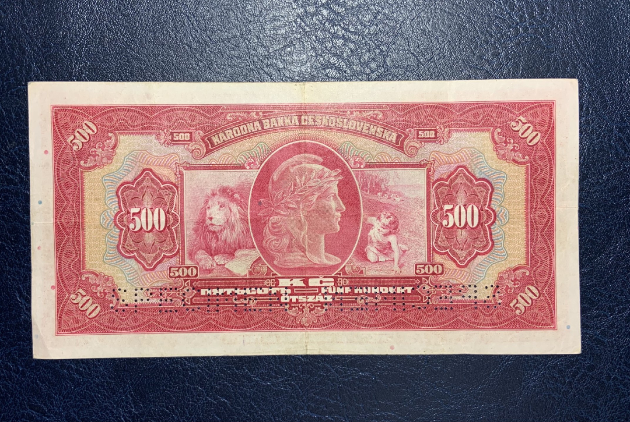 收藏联盟Quantum Auction 第179期拍卖 捷克斯洛伐克500克朗样票 流通品相 细节如图 加盖捷克字样