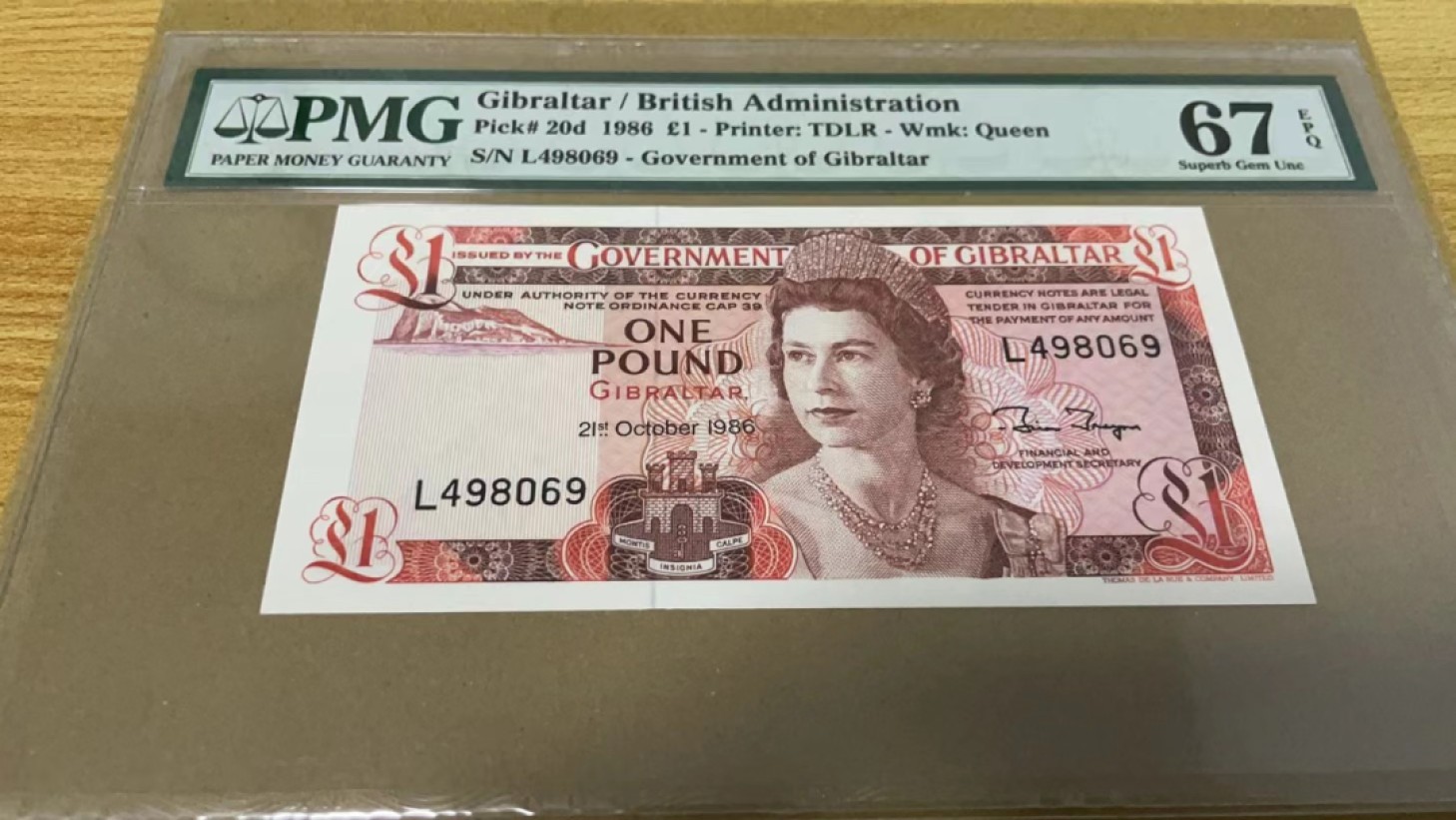 【Blue Auction】✨世界纸币精拍第206期【精】 直布罗陀 1986年1镑 高冠女王 PMG67EPQ 