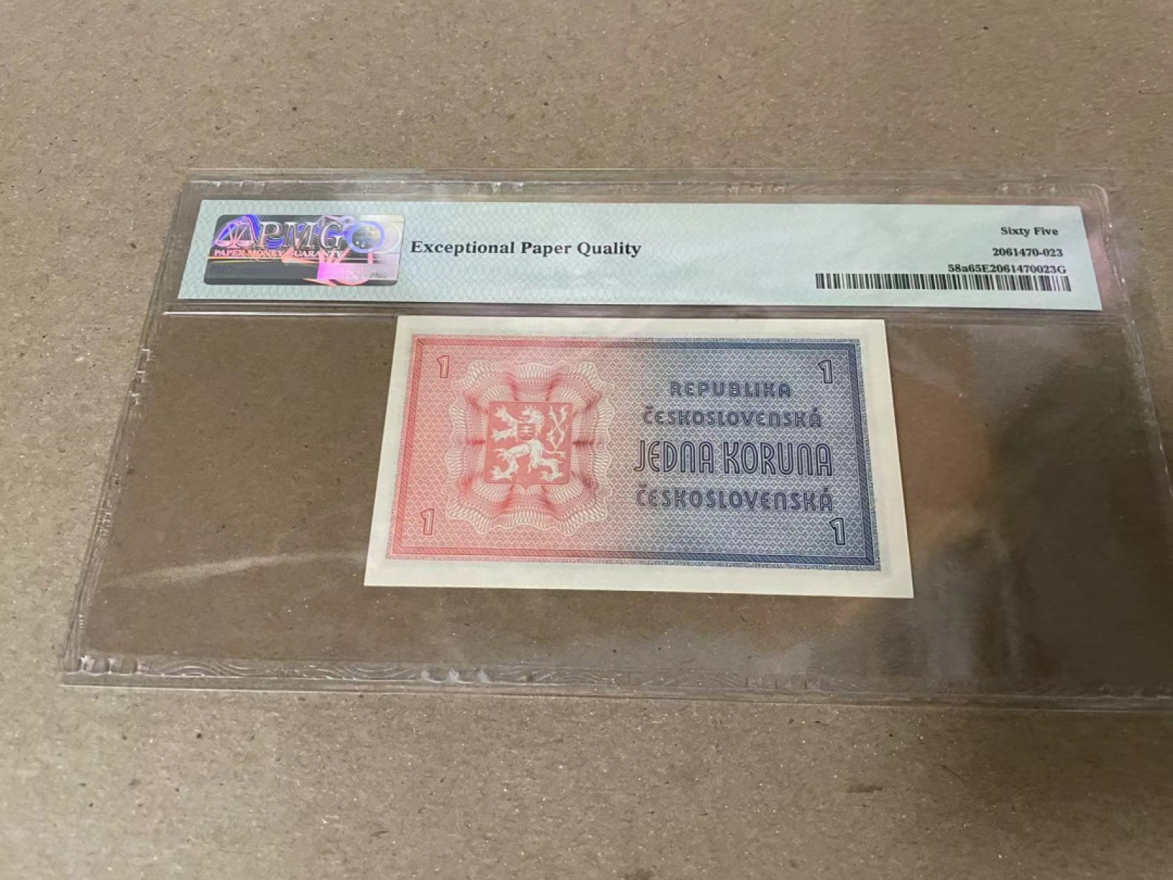 【Blue Auction】✨世界纸币精拍第206期【精】 捷斯 1946年1克朗 PMG65EPQ