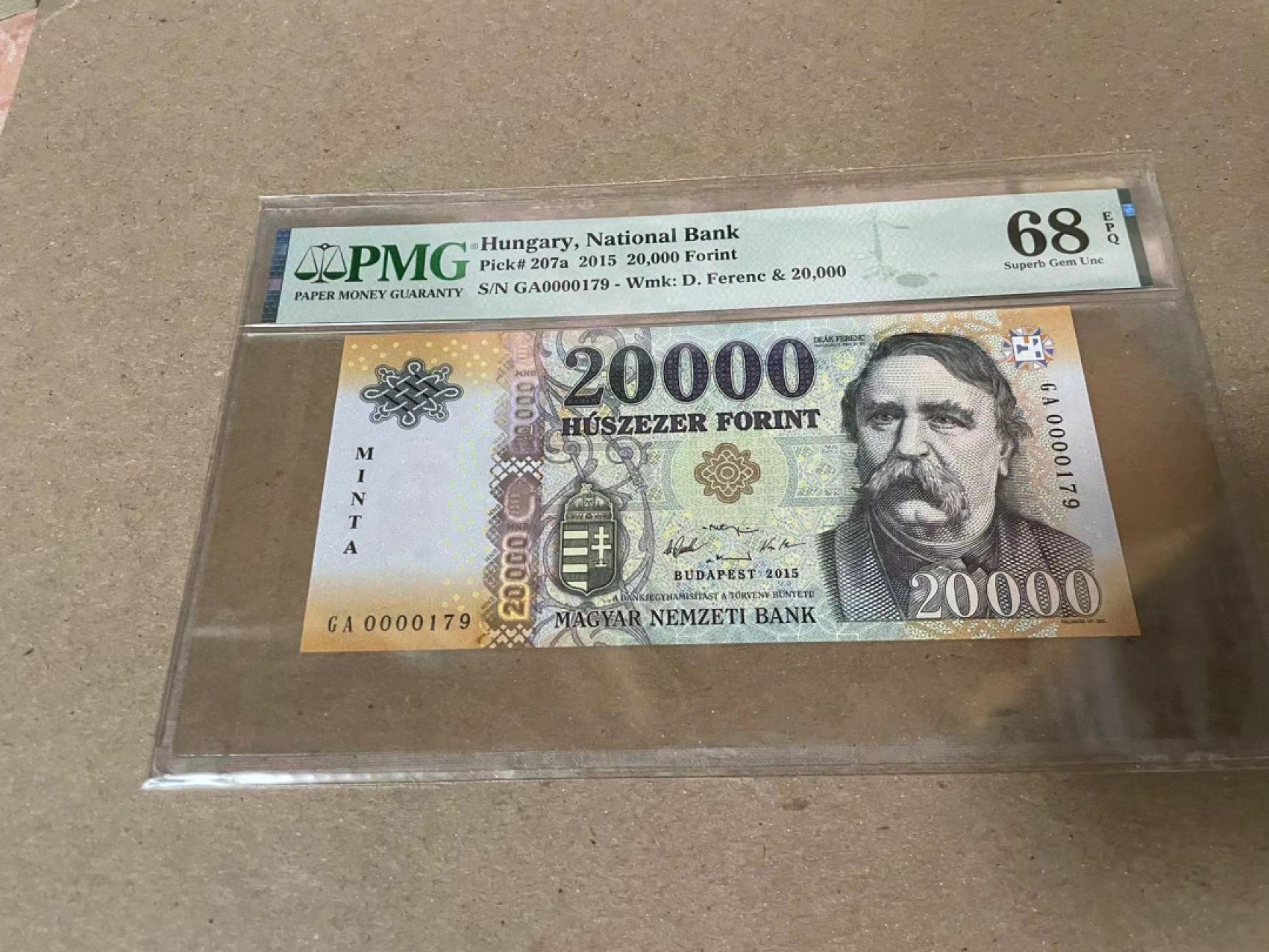 【Blue Auction】✨世界纸币精拍第206期【精】 【冠军分 179小号】匈牙利 2015年20000福林 PMG68EPQ 超高分
