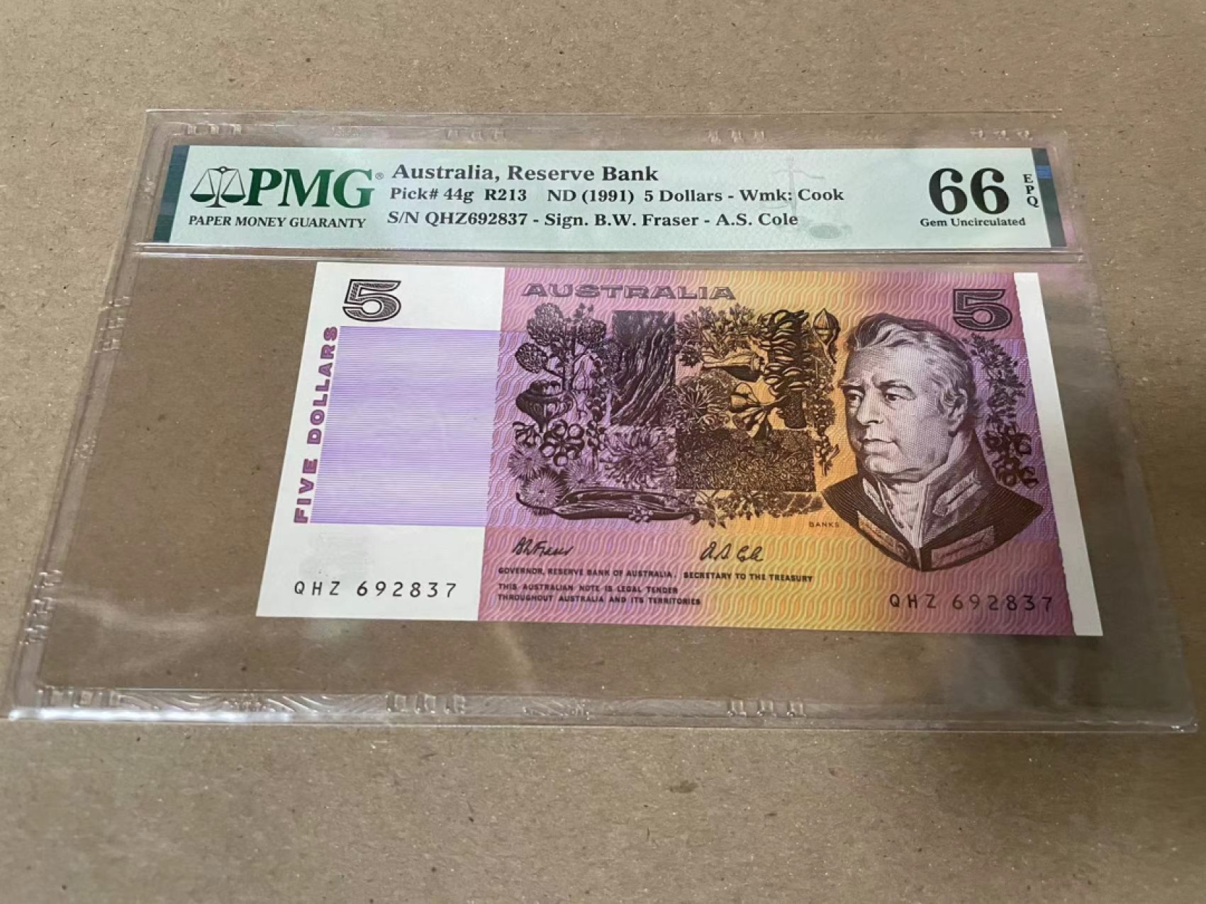 【Blue Auction】✨世界纸币精拍第206期【精】 澳大利亚 1991年5元 PMG66EPQ 
