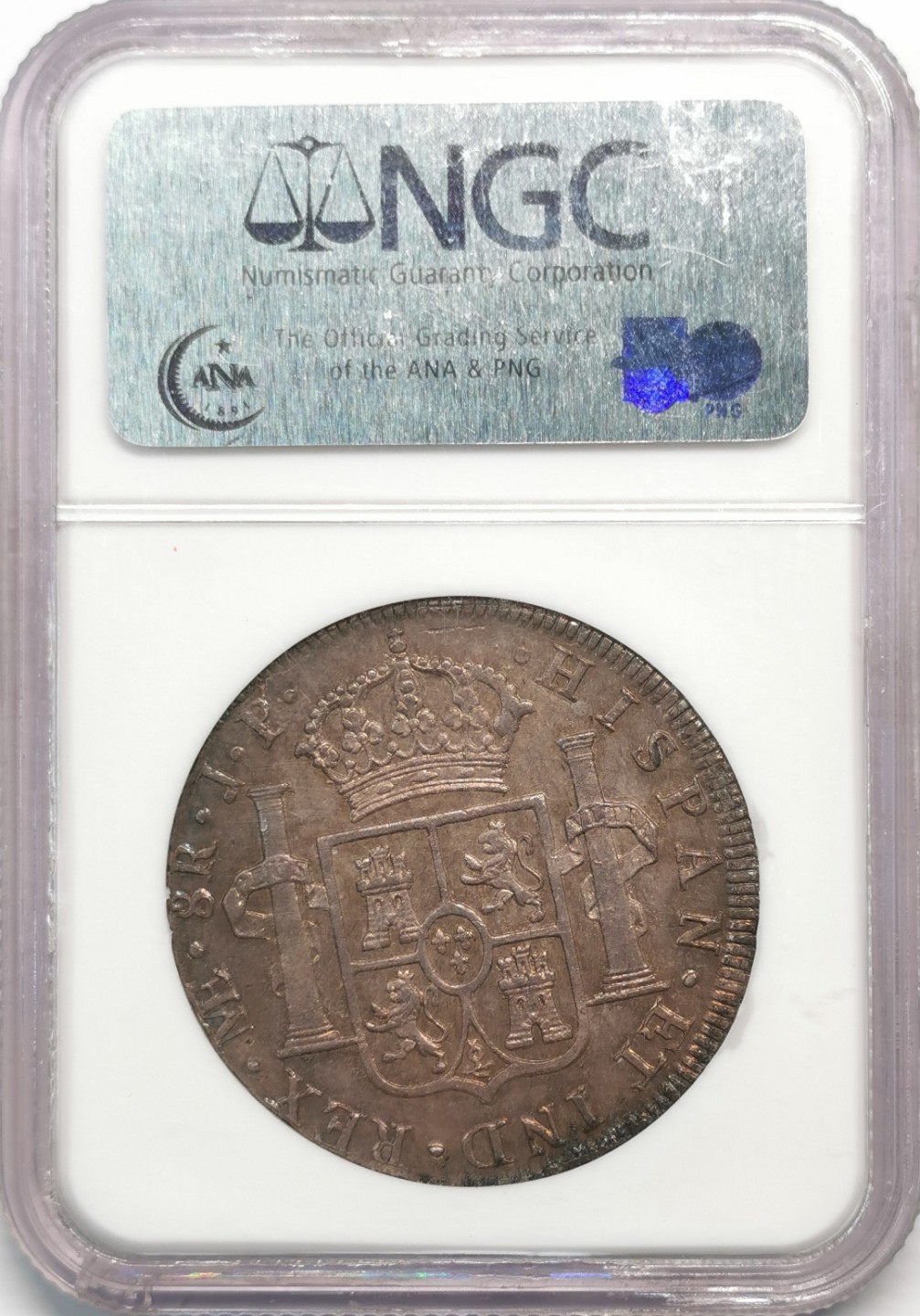 凡希社世界钱币微拍第二百零九期 荐！1807秘鲁卡四双柱NGC-MS62色调迷人！