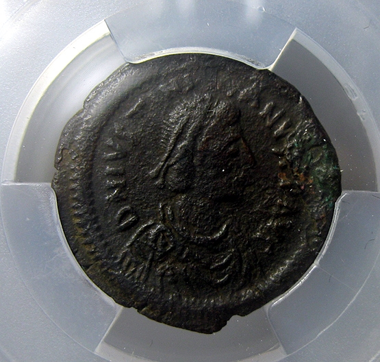 拜占庭铜币,查士丁尼,5努姆斯,AD527-565,约19.1mm,2.8g,中乾评级XF45,R0128ix