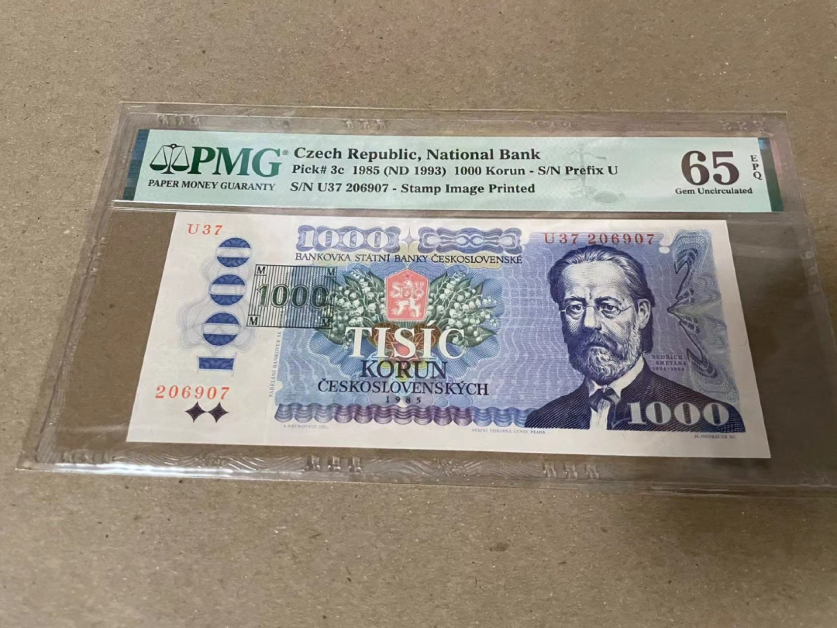 【Blue Auction】✨世界纸币精拍第206期【精】 【p3c】捷克 1985年1000克朗 PMG65EPQ