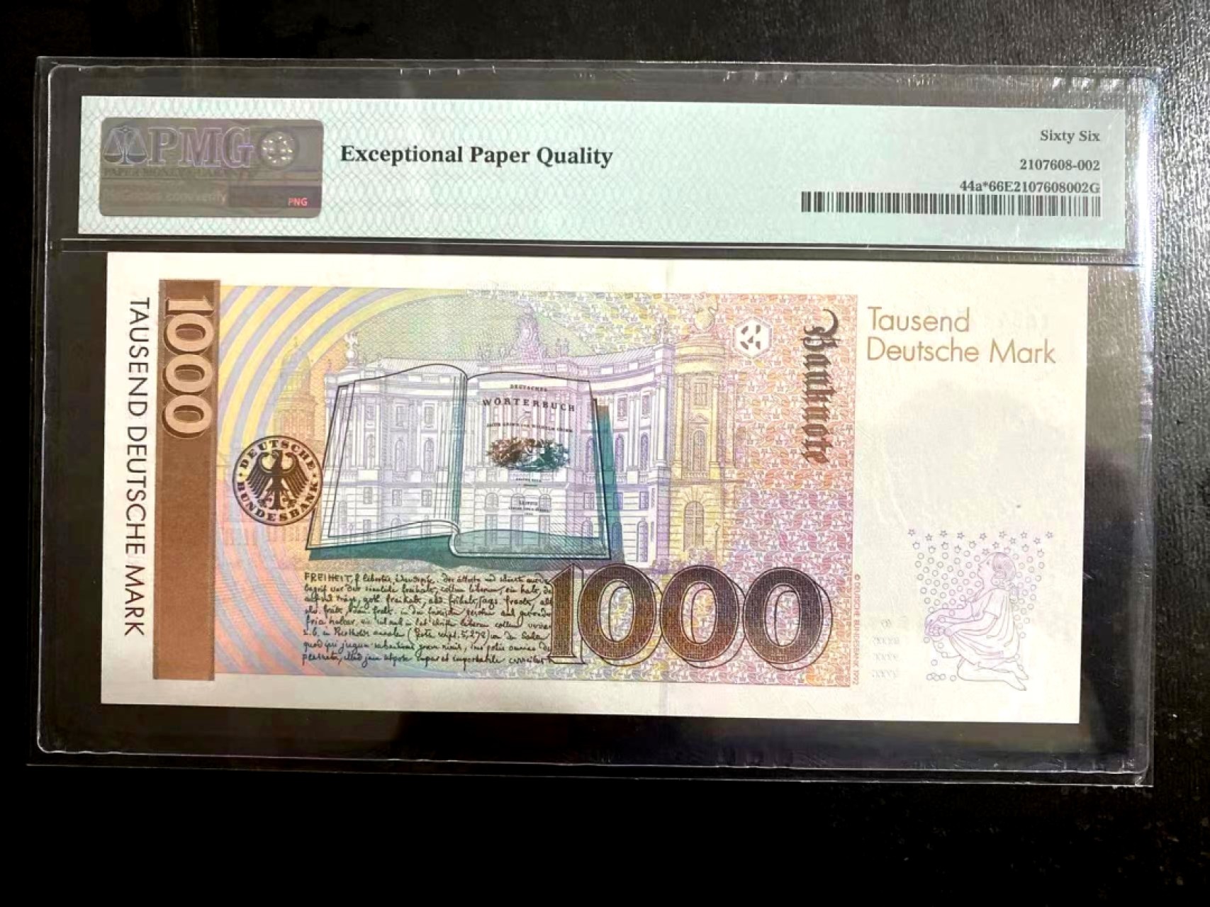 【Blue Auction】✨世界纸币精拍第206期【精】 【补号少见】德国 1991年1000马克 最高值 PMG66EPQ 经典格林兄弟