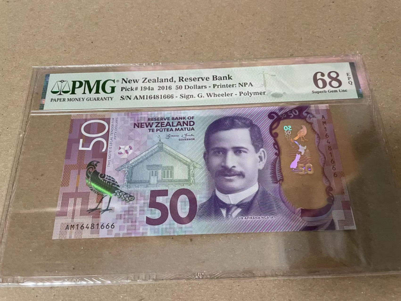 【Blue Auction】✨世界纸币精拍第206期【精】 【666豹子号】新西兰 2016年50元 PMG68EPQ 超高分