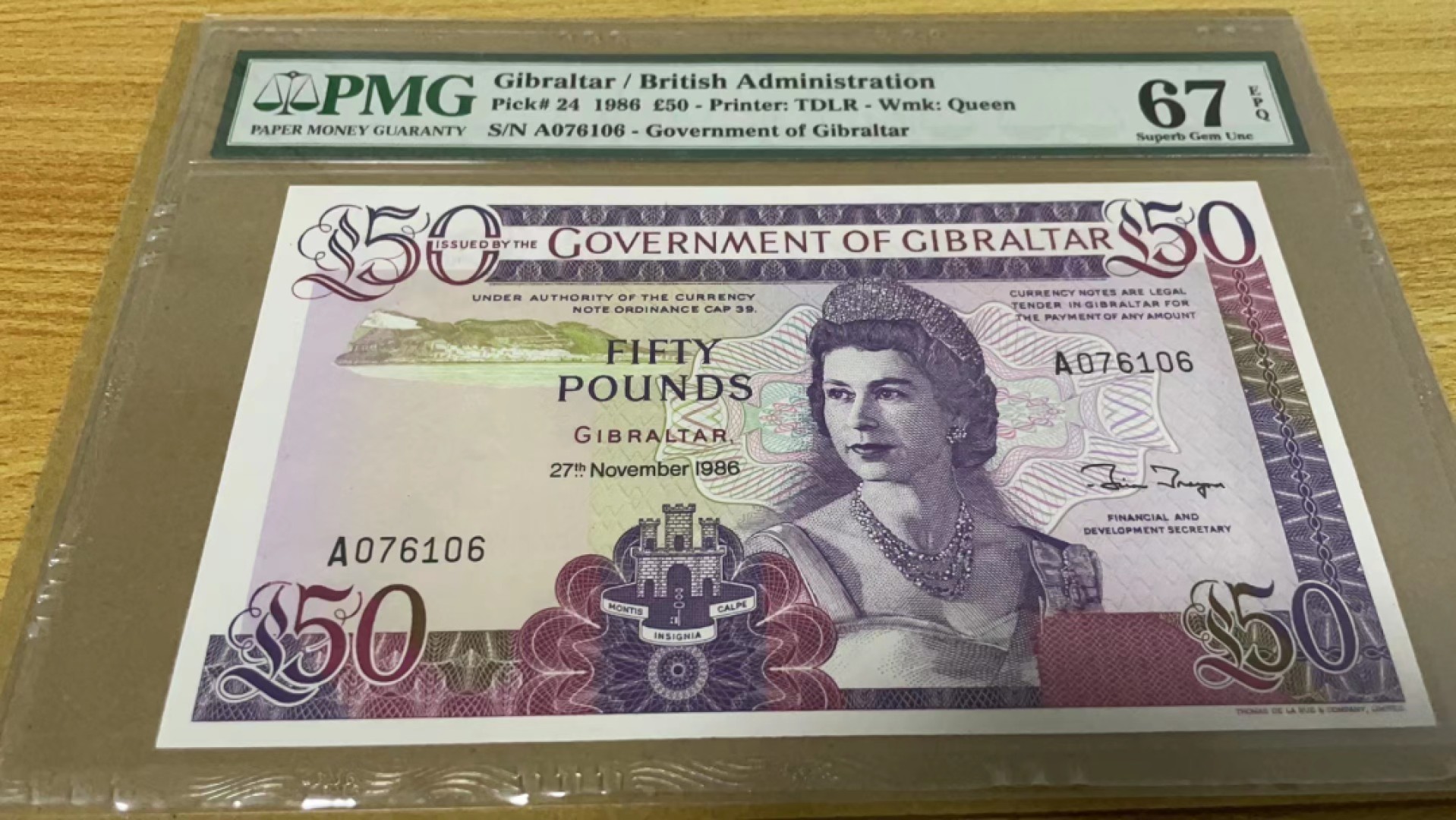【Blue Auction】✨世界纸币精拍第206期【精】 直布罗陀 1986年50镑 高冠女王 PMG67EPQ 