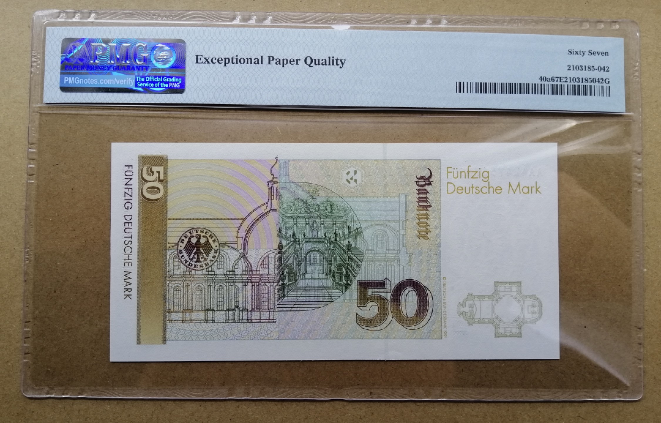 【Blue Auction】✨世界纸币精拍第206期【精】 【AA冠初版】德国 1989年50马克 PMG67EPQ 