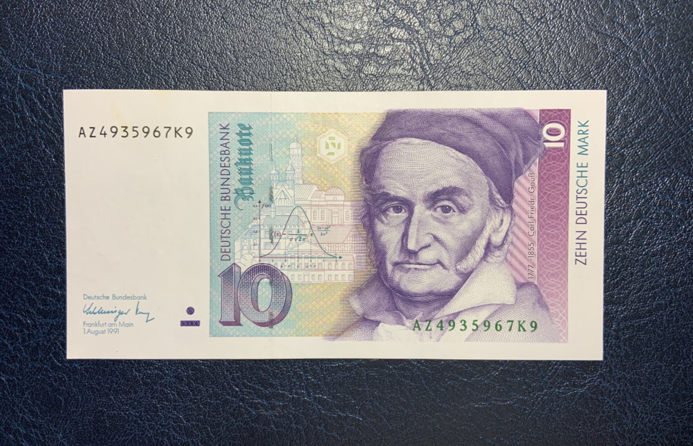 收藏联盟Quantum Auction 第179期拍卖 德国1991年10马克 AU品相 细节如图 数学家高斯