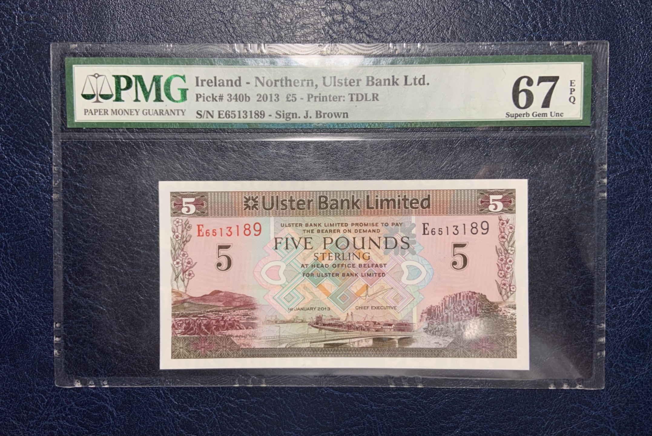 收藏联盟Quantum Auction 第179期拍卖 北爱尔兰2013年5镑 PMG67