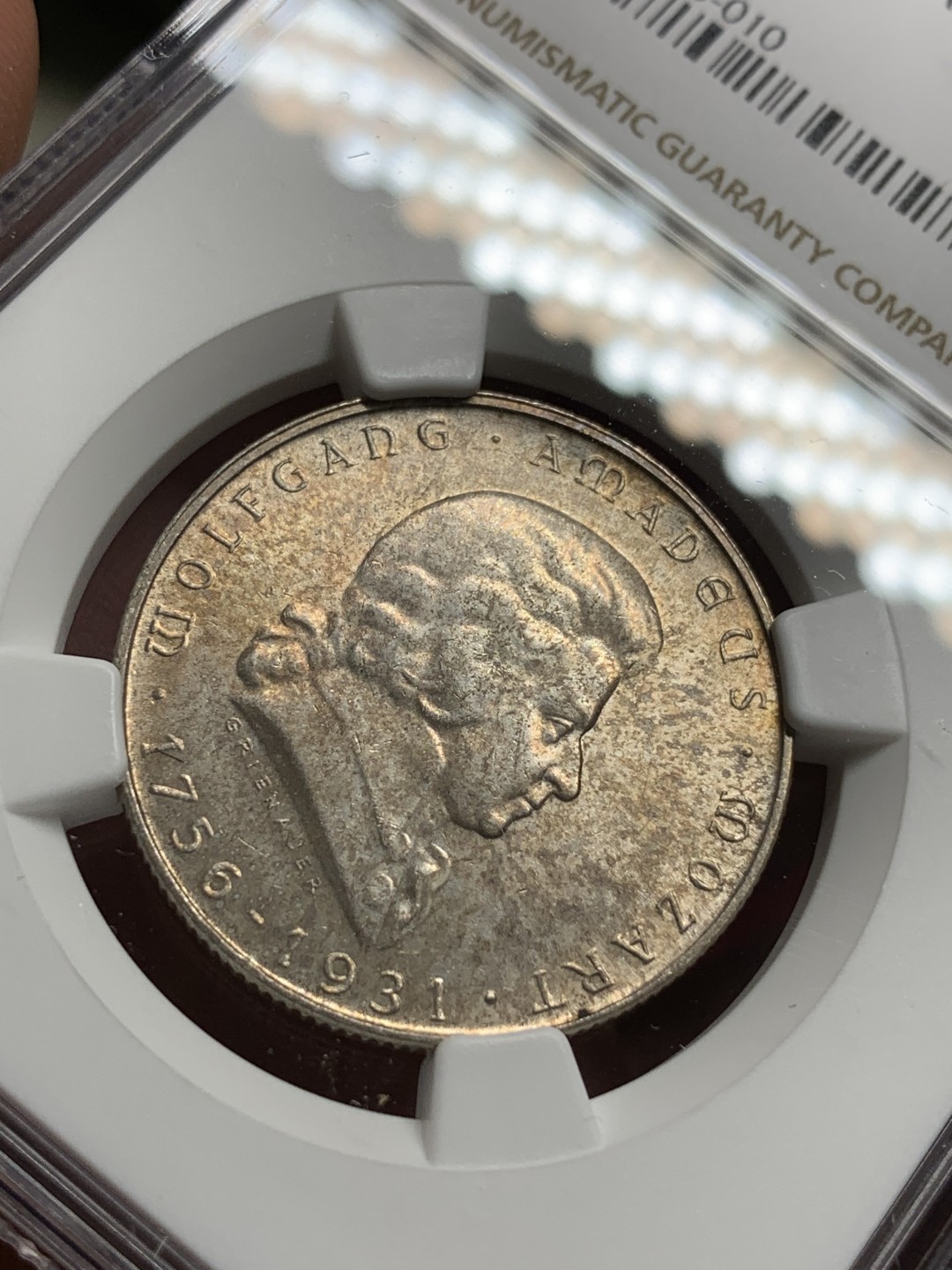 《竞宝斋》第77场-本周日，周一，周四3场拍卖（全场不限金额包邮） NGC-MS62 奥地利 1931年 莫扎特 2先令银币 较少见