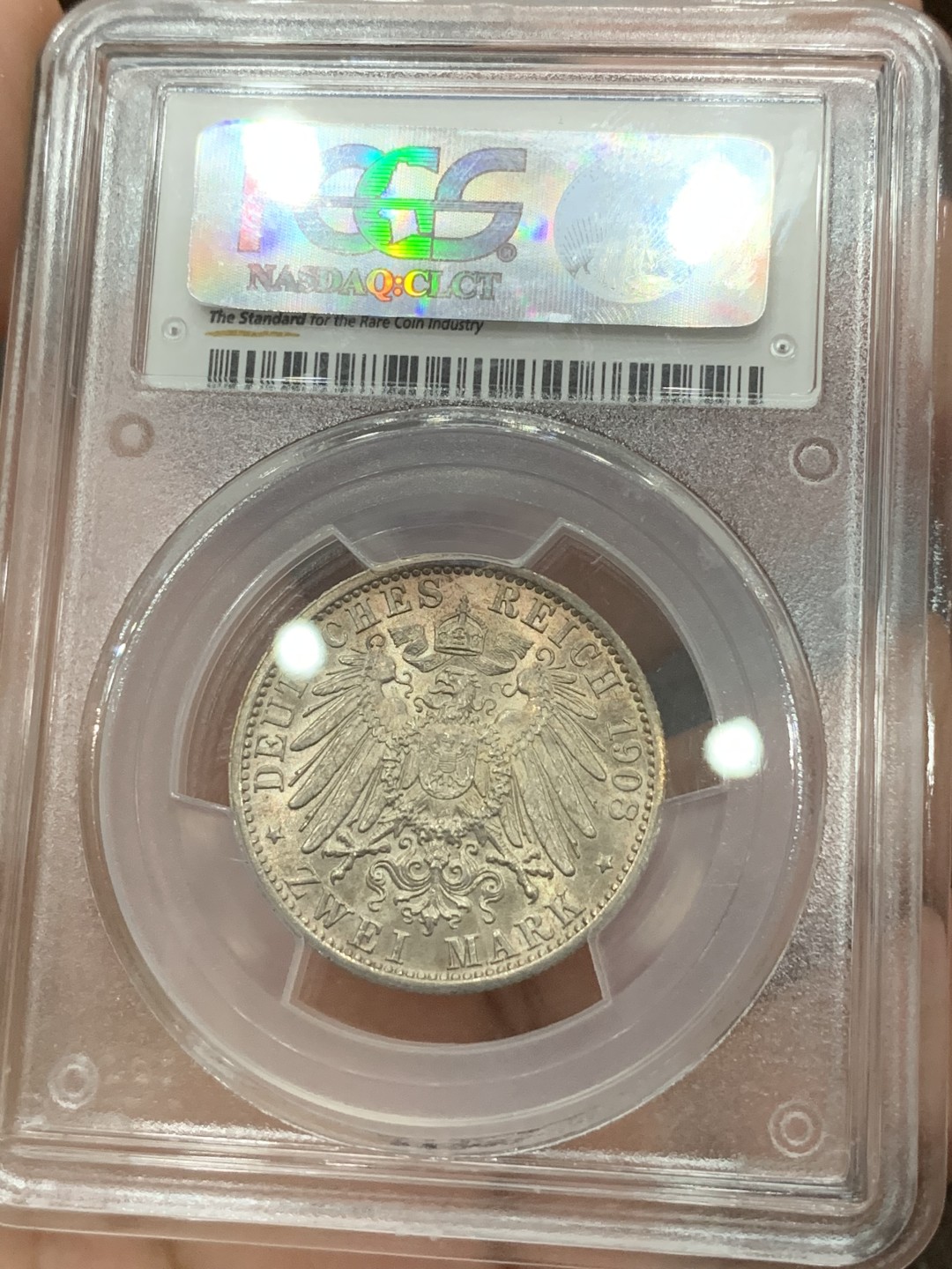 《竞宝斋》第77场-本周日，周一，周四3场拍卖（全场不限金额包邮） PCGS-MS64 1908年 德国萨克森魏玛 耶拿大学2马克黄金紫彩包浆漂亮