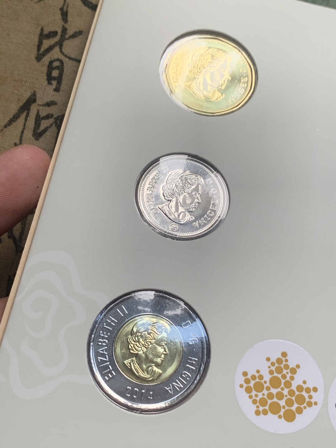 《竞宝斋》第77场-本周日，周一，周四3场拍卖（全场不限金额包邮） 3套 卡装 加拿大 2014年 五枚装套币 最大面值2元 原装塑料套子 完美状态