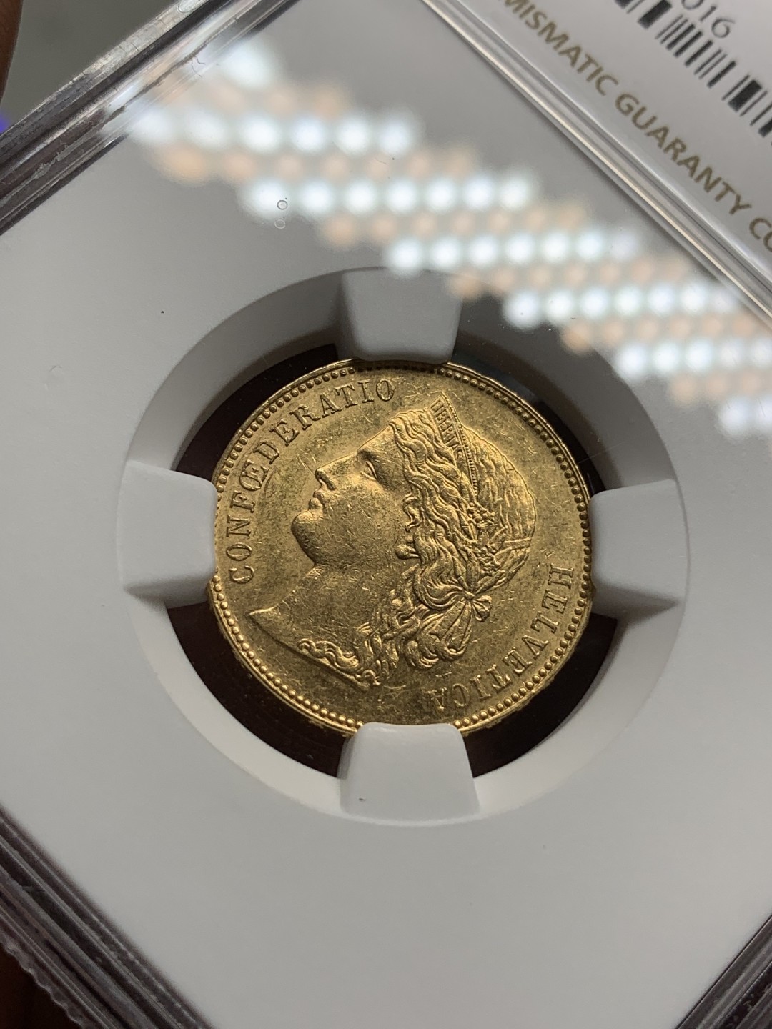 《竞宝斋》第77场-本周日，周一，周四3场拍卖（全场不限金额包邮） NGC-MS62 瑞士 1896年 早期自由女神头像 20法郎金币 早期高分 稀少