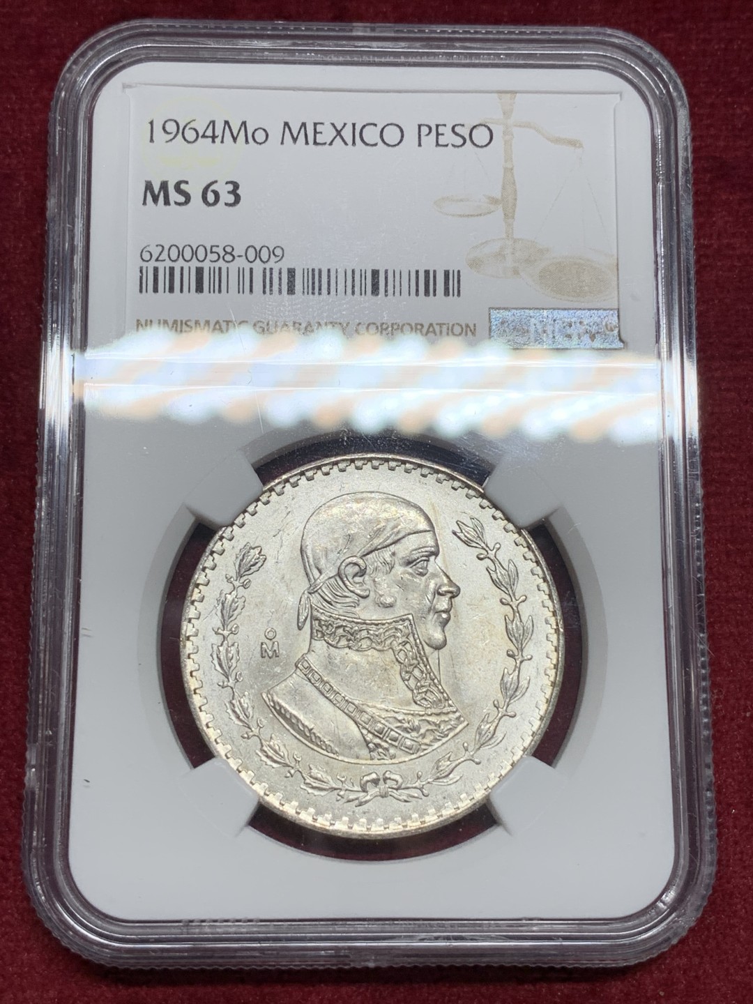 《竞宝斋》第77场-本周日，周一，周四3场拍卖（全场不限金额包邮） NGC MS63 墨西哥1964年1比索银币