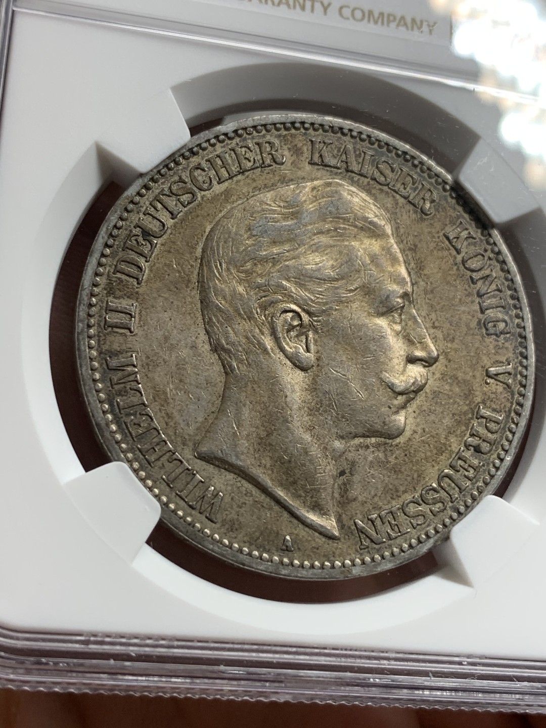 《竞宝斋》第77场-本周日，周一，周四3场拍卖（全场不限金额包邮） NGC-AU53 德国普鲁士 1903年 威廉二世5马克 大银币 原味老包浆 很漂亮