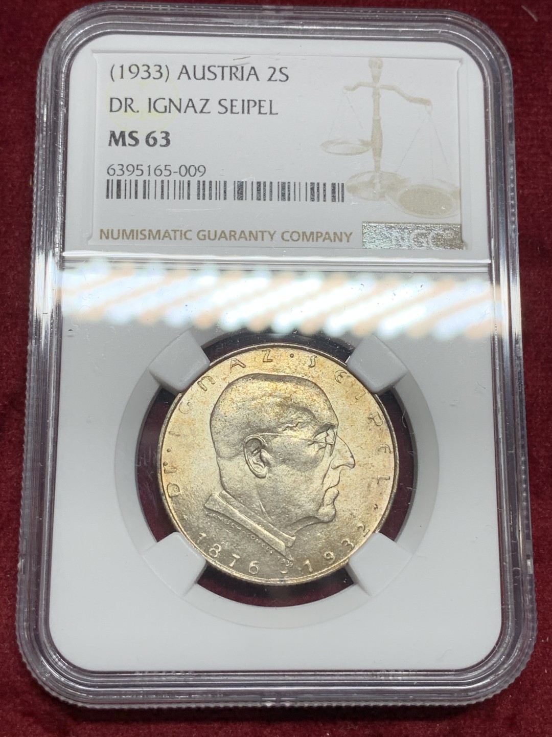 《竞宝斋》第77场-本周日，周一，周四3场拍卖（全场不限金额包邮） NGC-MS63 奥地利 1932年 依格纳茨纪念 2先令 银币 原光好品