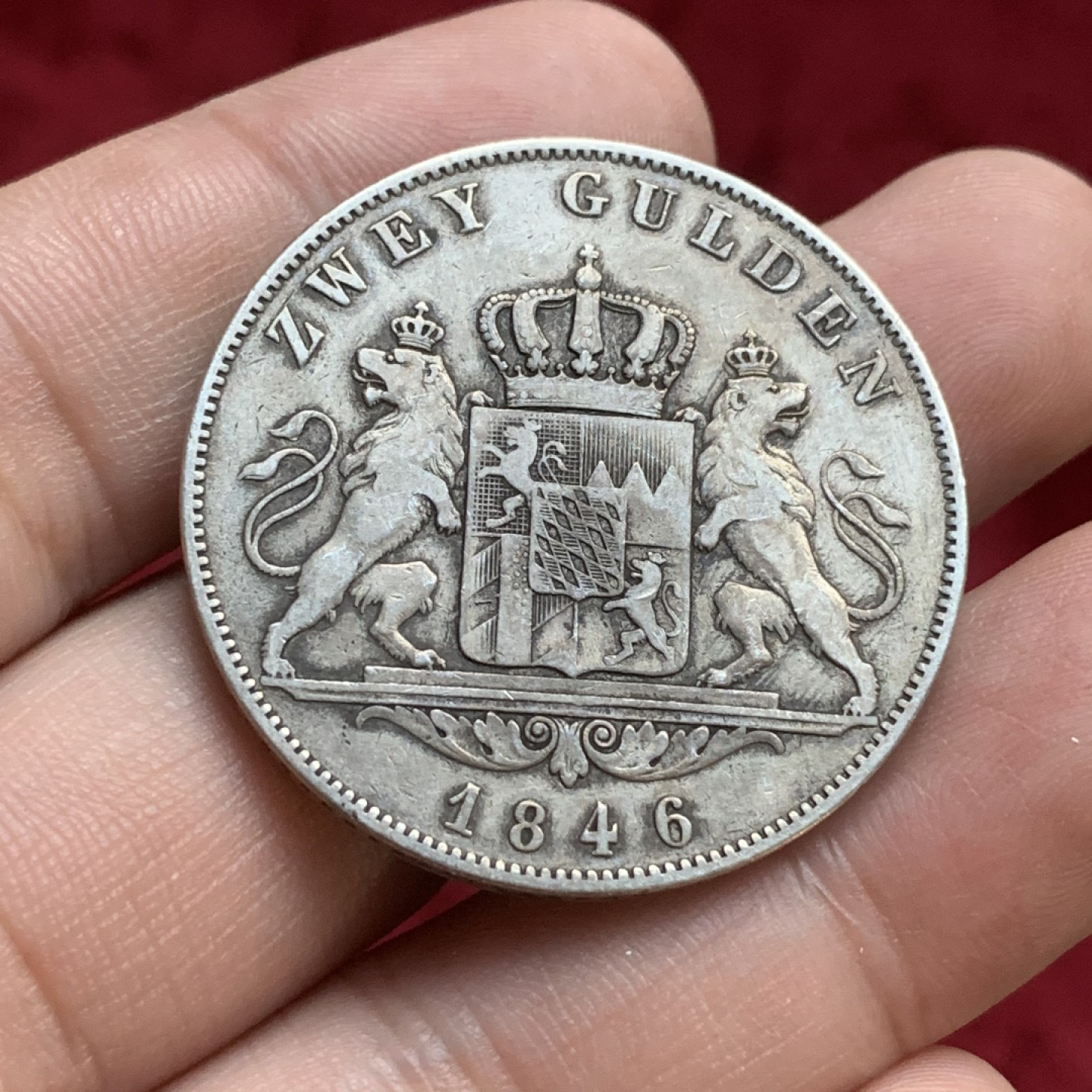 《竞宝斋》第77场-本周日，周一，周四3场拍卖（全场不限金额包邮） 好品相 巴伐利亚1846年路德维希双狮2盾大银币