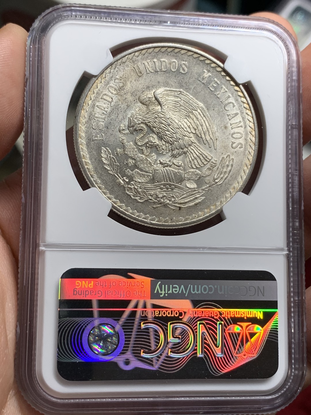 《竞宝斋》第77场-本周日，周一，周四3场拍卖（全场不限金额包邮） NGC-MS62 墨西哥 1948年 印第安人 5比索大银币 原光好品