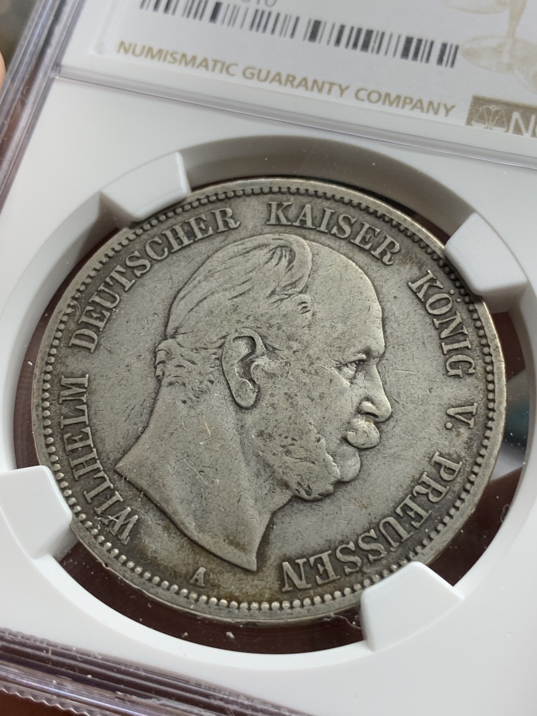 《竞宝斋》第77场-本周日，周一，周四3场拍卖（全场不限金额包邮） NGC-VF35 德国普鲁士 1876年 威廉一世5马克 大银币 原味好品 早期的比较稀少